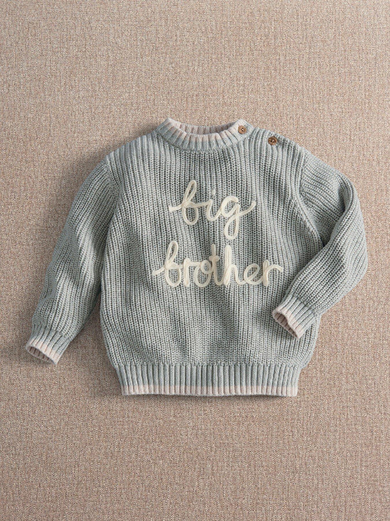 Mamas & Papas Baby Boys Knitted Slogan Shoulder Button Jumper - Blue