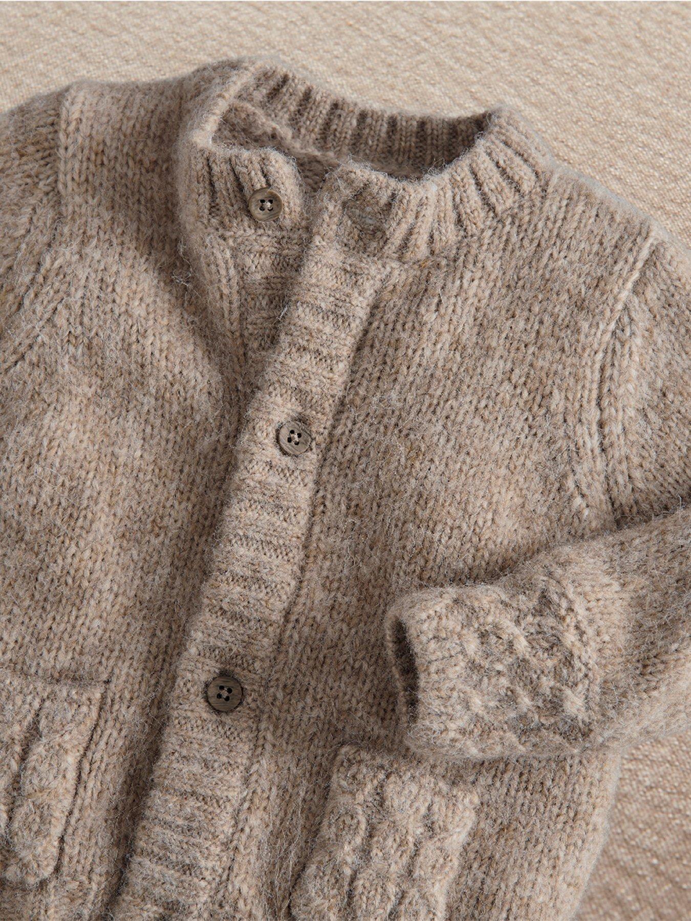 Image 3 of 3 of Mamas & Papas Baby Boys Cable Knitted Cardigan - Beige