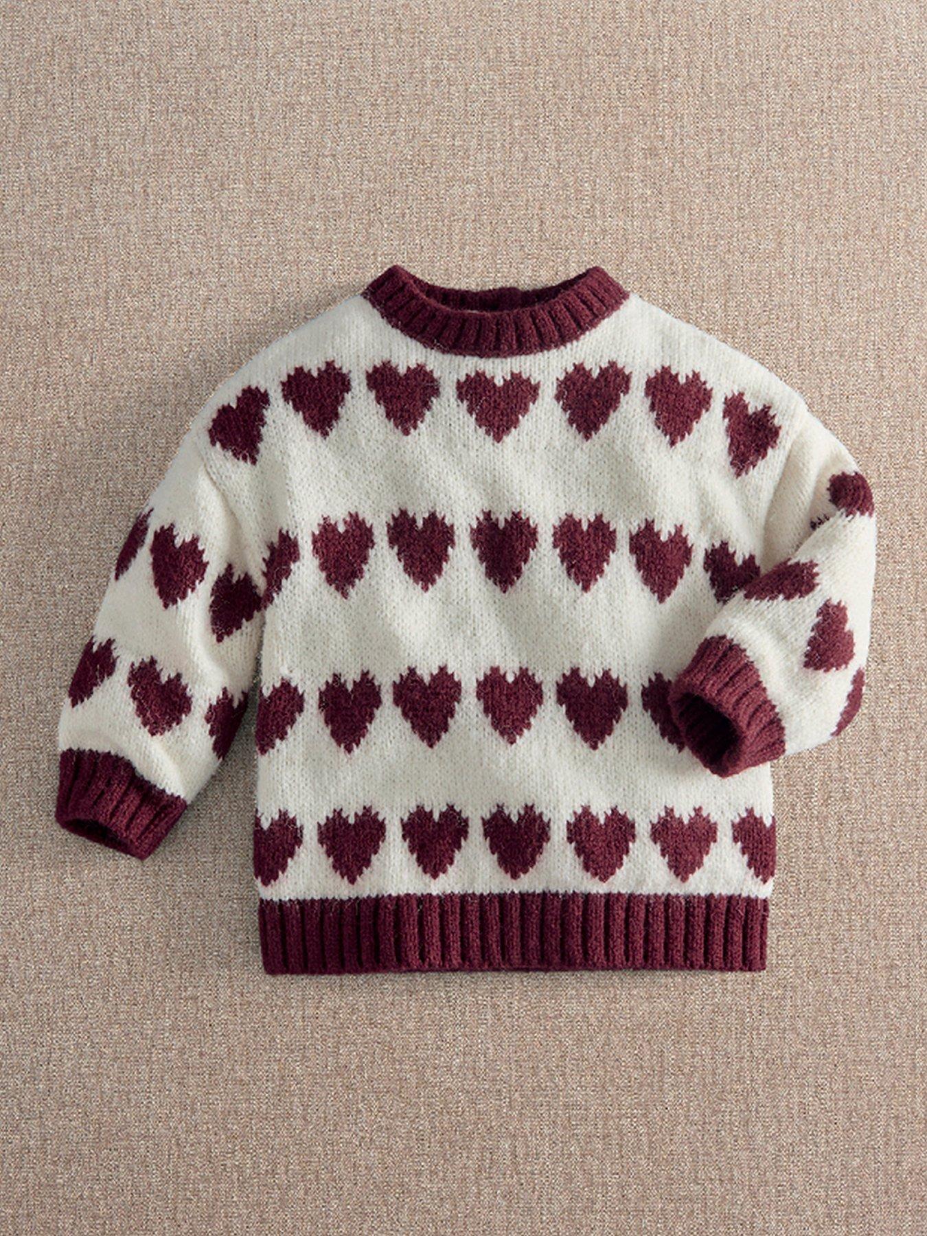 Image 1 of 3 of Mamas & Papas Baby Girls Heart Knitted Jumper - Cream