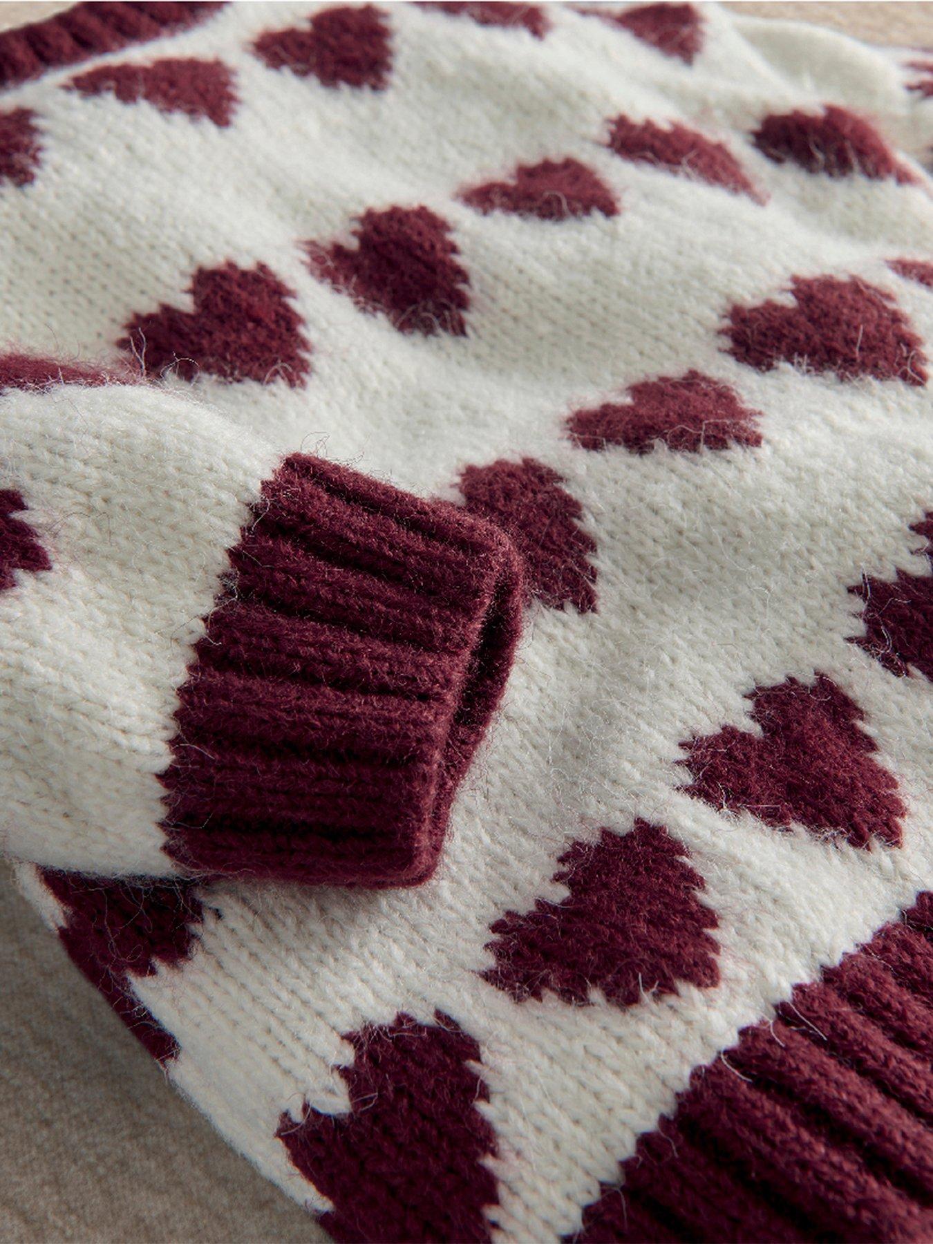 Image 3 of 3 of Mamas & Papas Baby Girls Heart Knitted Jumper - Cream