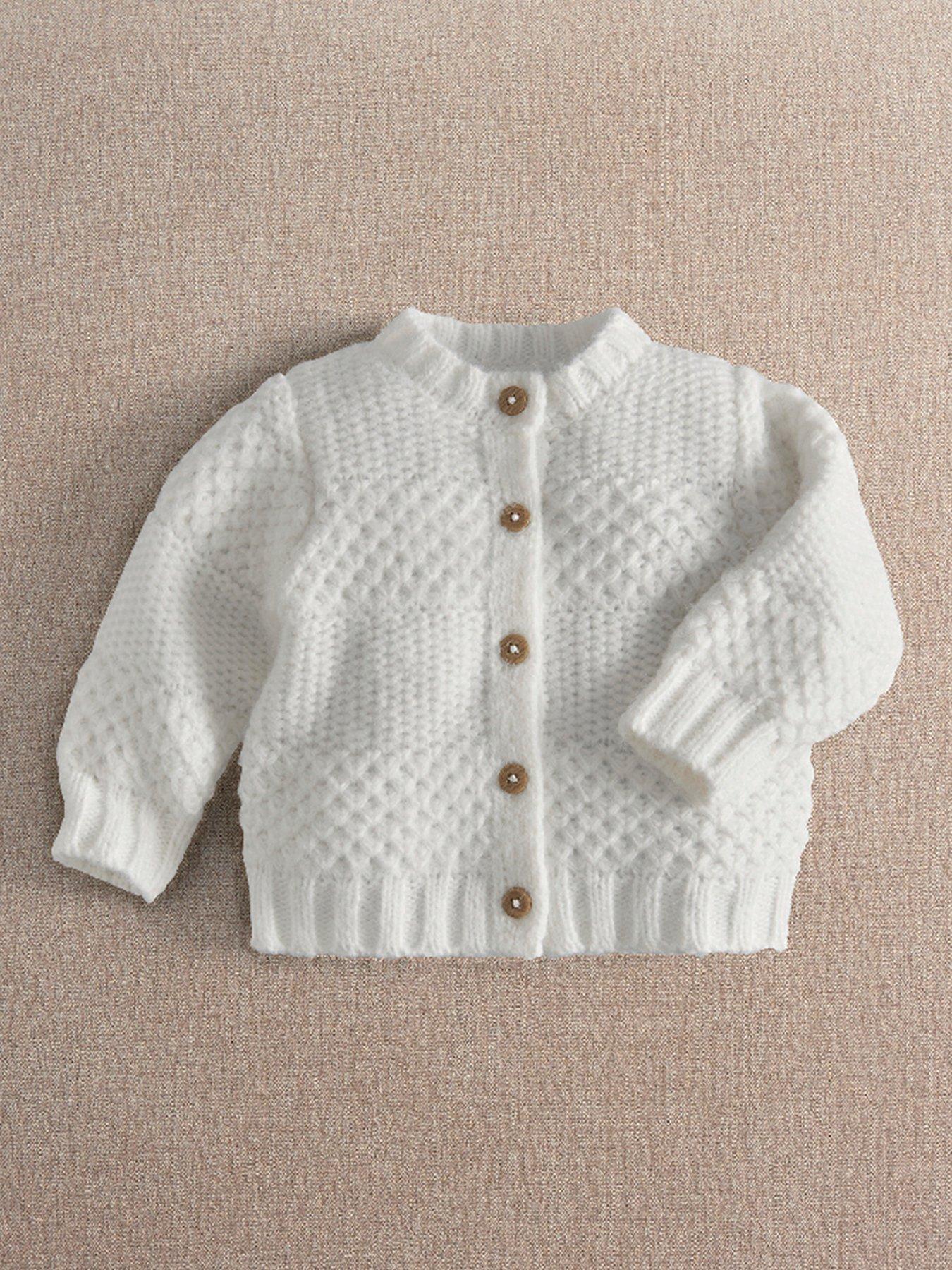 Image 1 of 3 of Mamas & Papas Baby Unisex Textured Knitted Cardigan - White