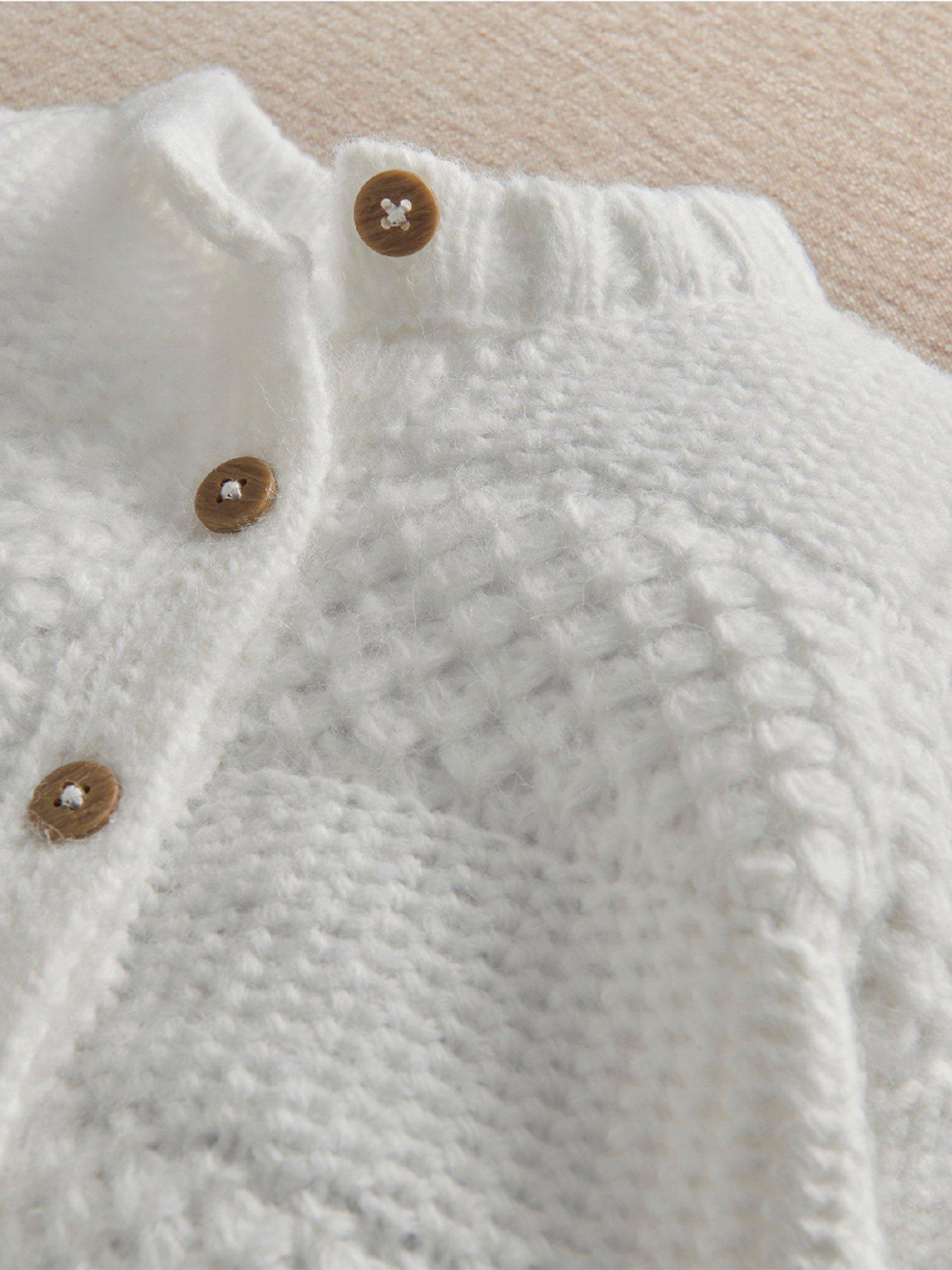 Image 2 of 3 of Mamas & Papas Baby Unisex Textured Knitted Cardigan - White