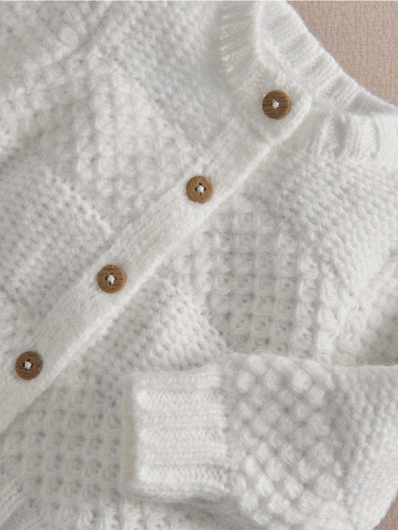 Image 3 of 3 of Mamas & Papas Baby Unisex Textured Knitted Cardigan - White
