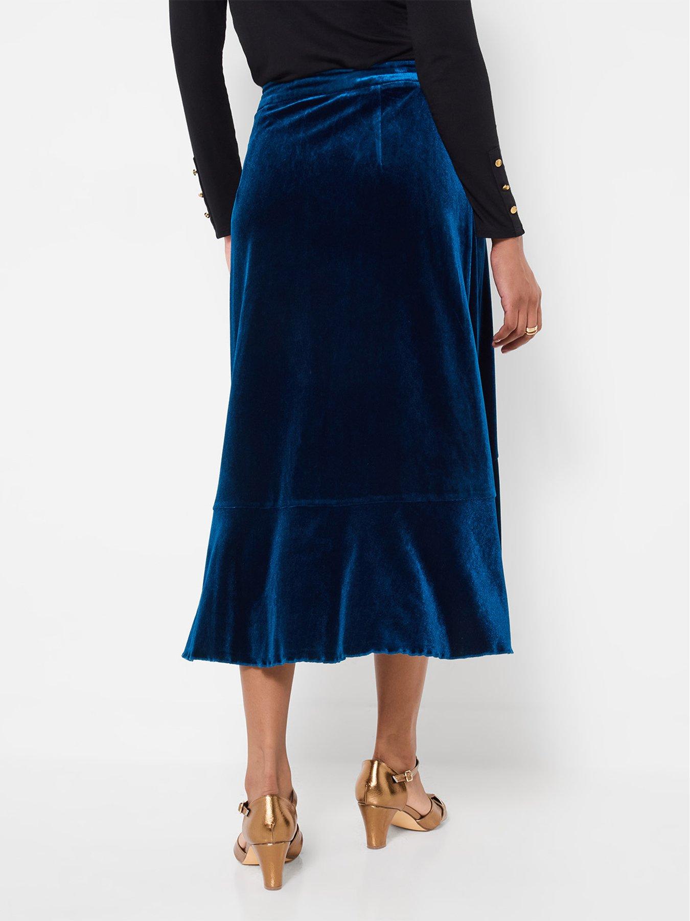 Image 2 of 5 of Joe Browns Womens Wrap Frill Velour Midi Skirt - Blue