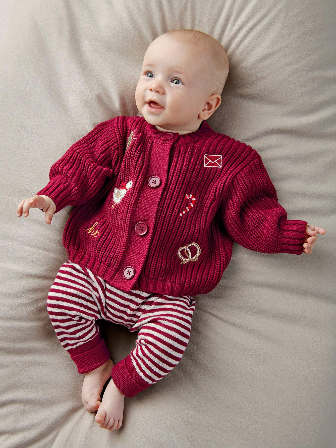 Mamas & Papas Baby Unisex Christmas Icons 2 Piece Cardigans & Leggings Set - Red