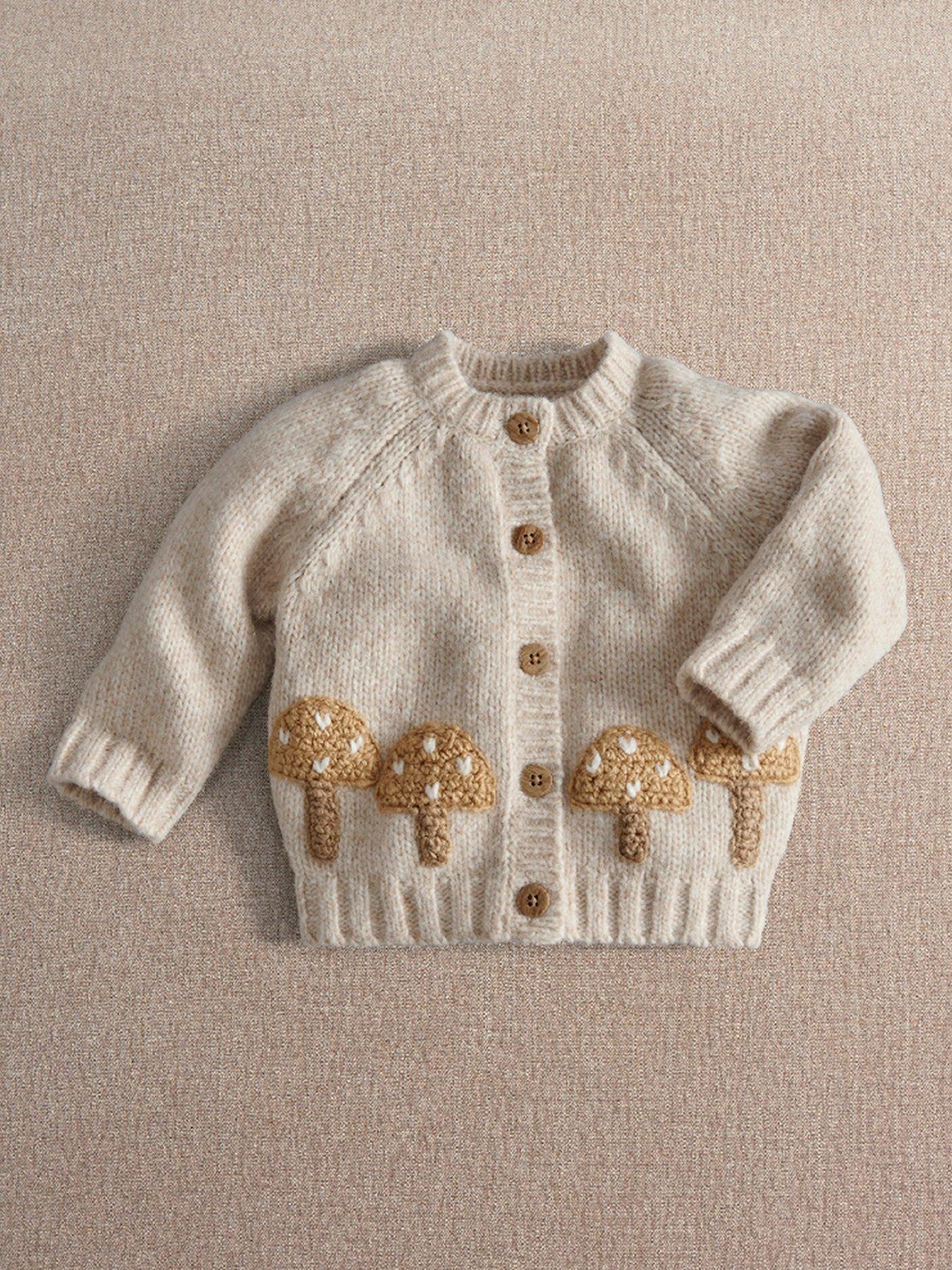 Image 1 of 3 of Mamas & Papas Baby Unisex Chunky Knitted Toadstool Cardigan - Beige