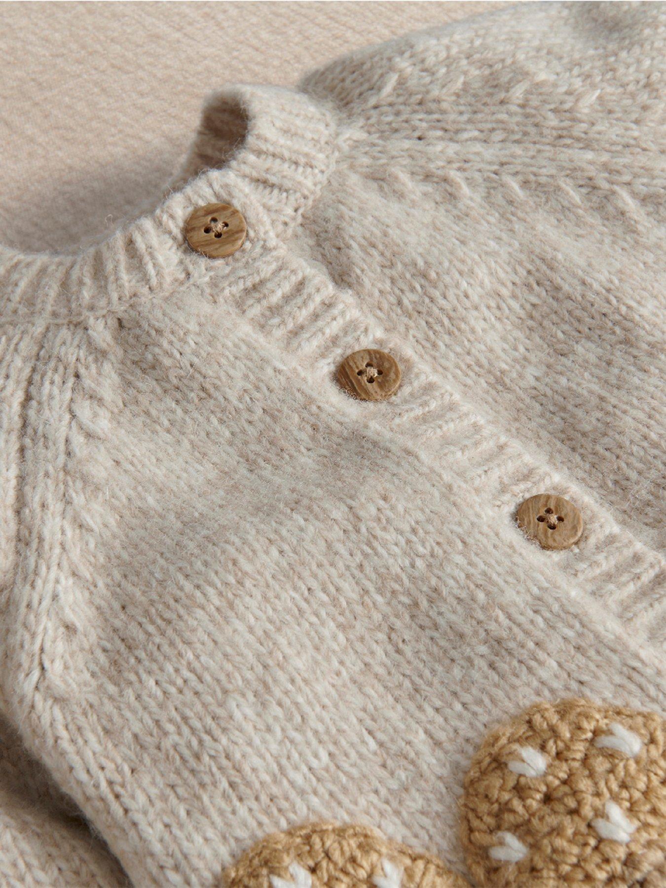 Image 3 of 3 of Mamas & Papas Baby Unisex Chunky Knitted Toadstool Cardigan - Beige