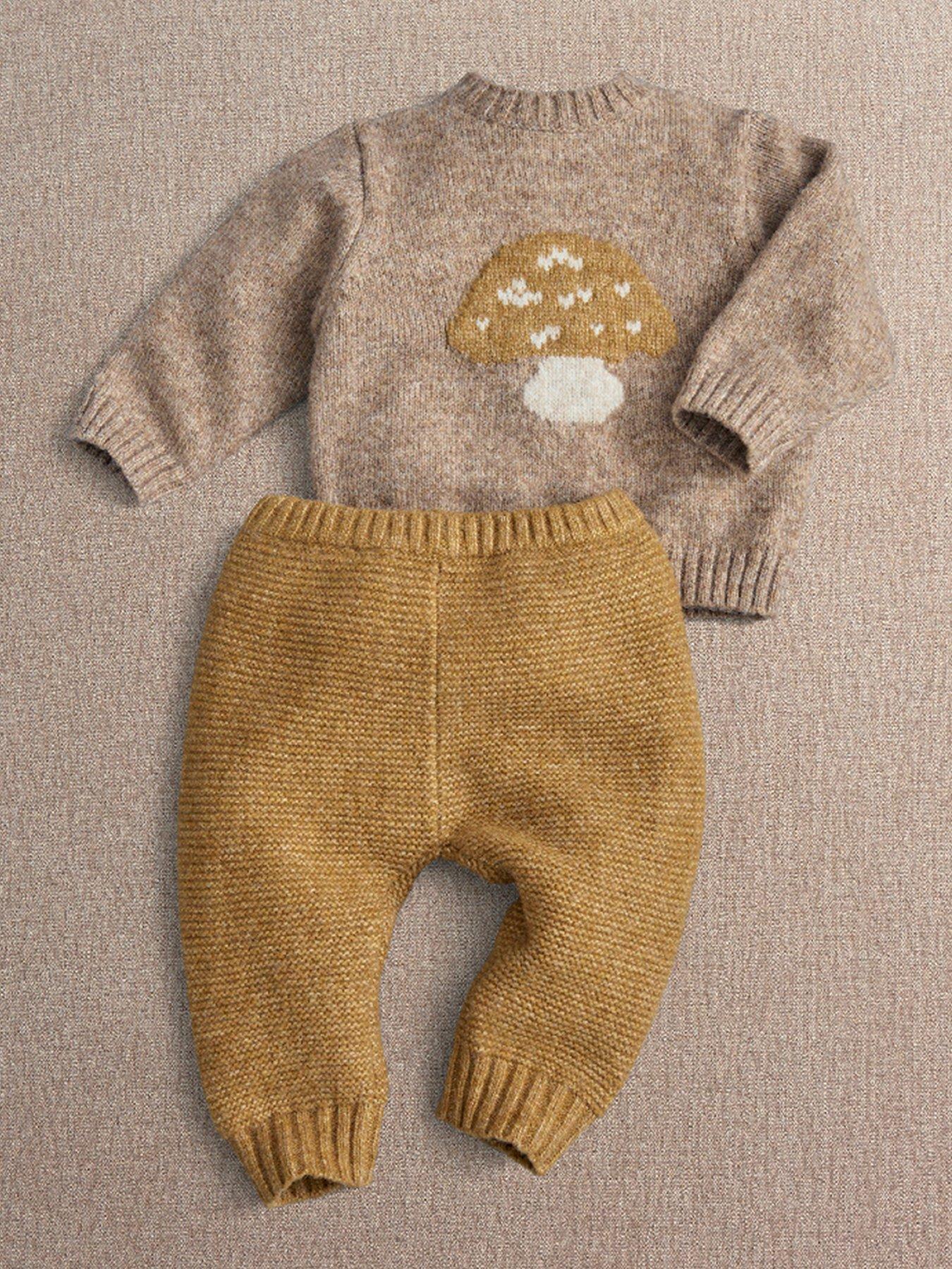 Mamas & Papas Baby Unisex Toadstool Motif Soft Knit 2 Piece Set - Beige