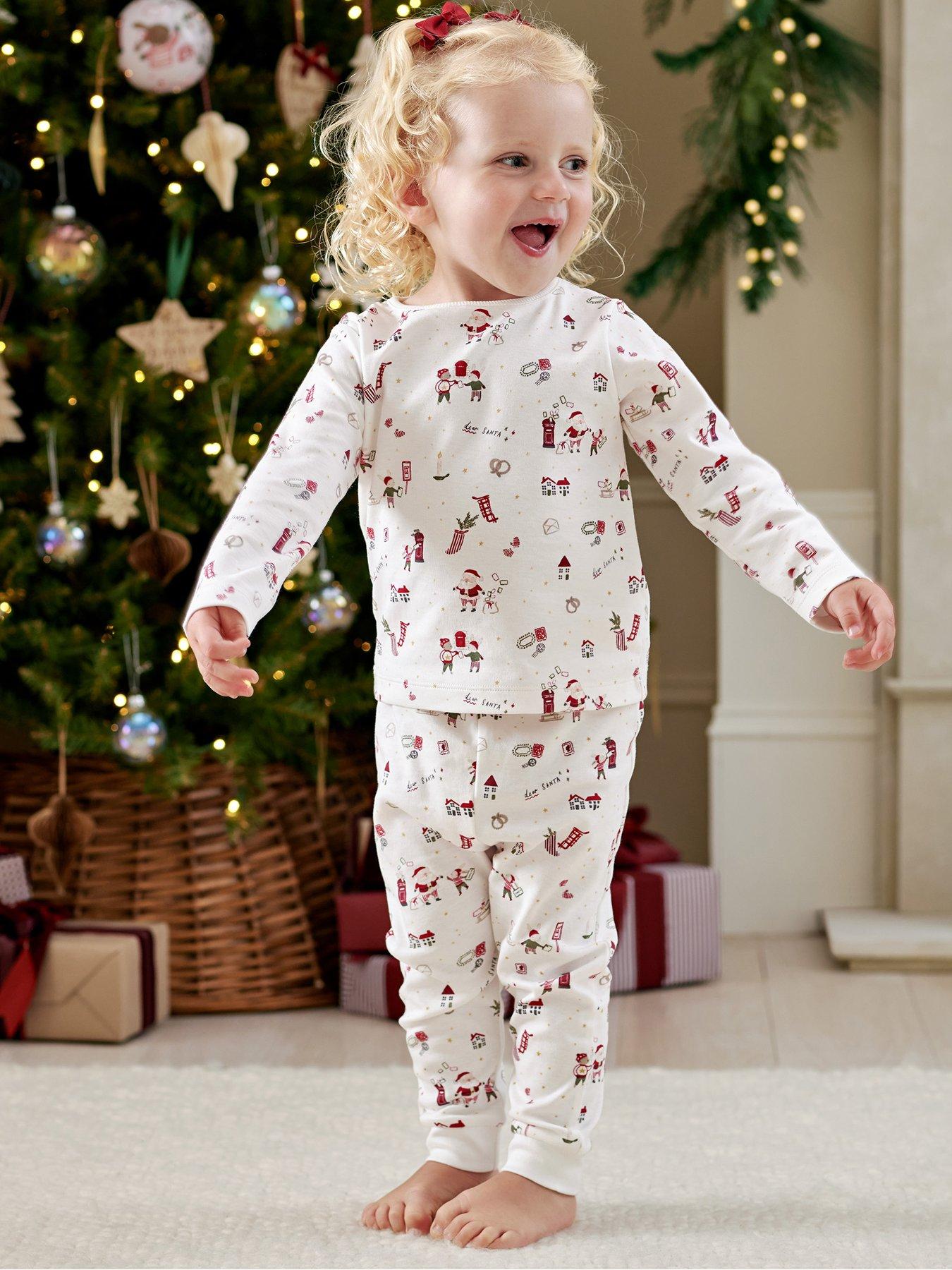 Mamas & Papas Baby Unisex Santa Christmas Print Pyjamas - White