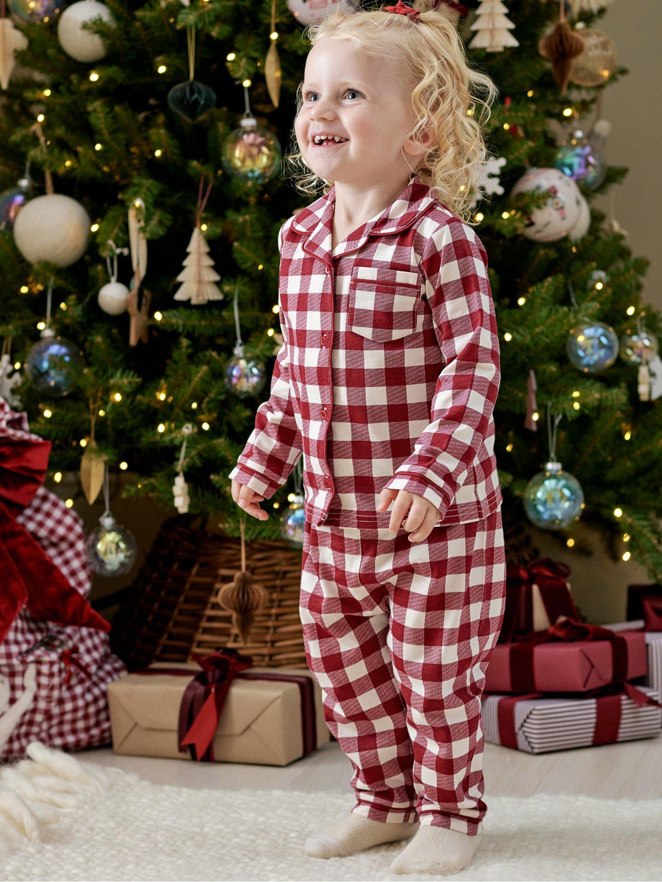 Mamas & Papas Baby Unisex Gingham Check Button-Front Pyjamas - Red