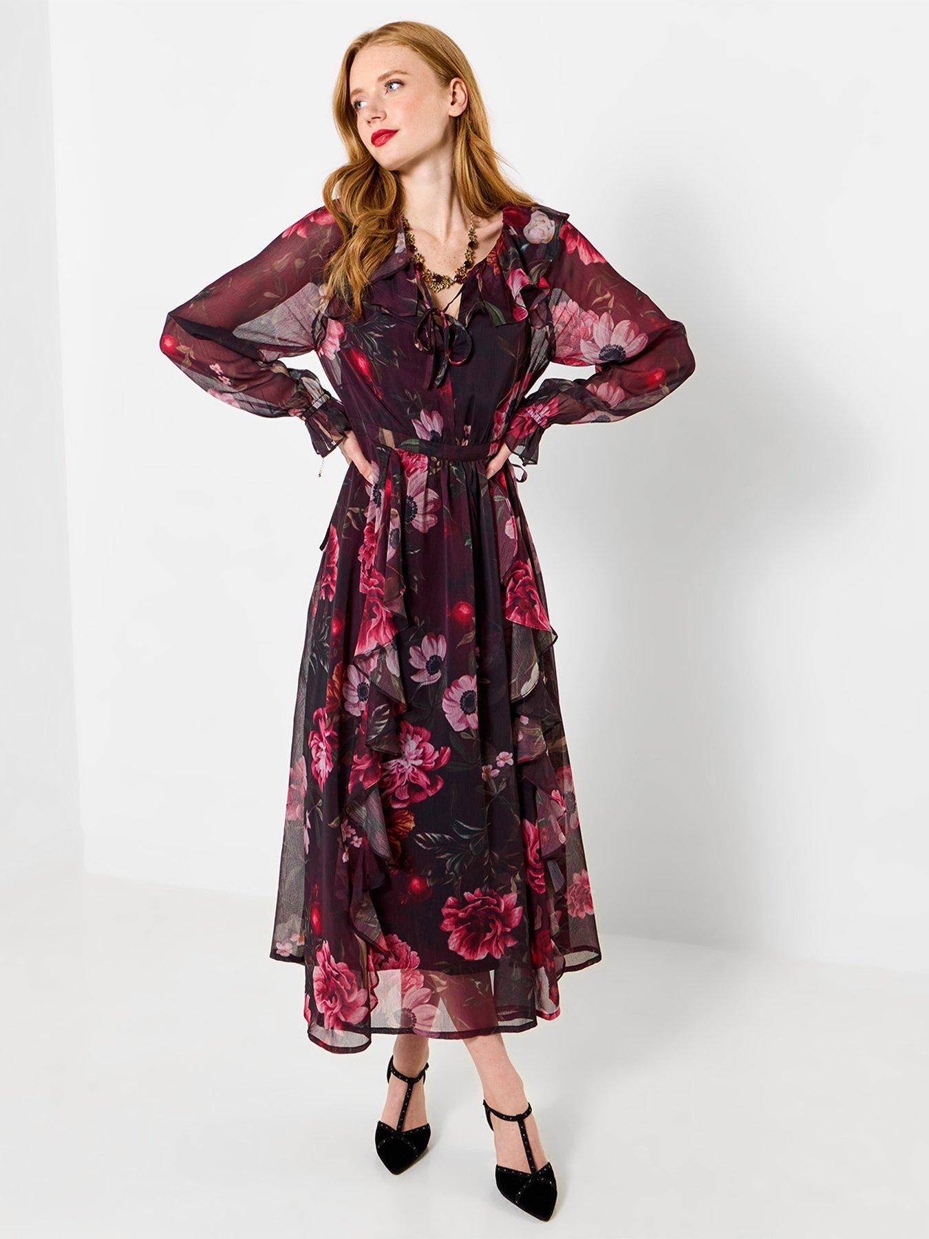 Image 1 of 6 of Joe Browns Dramatic Florals Ruffle Georgette Dress