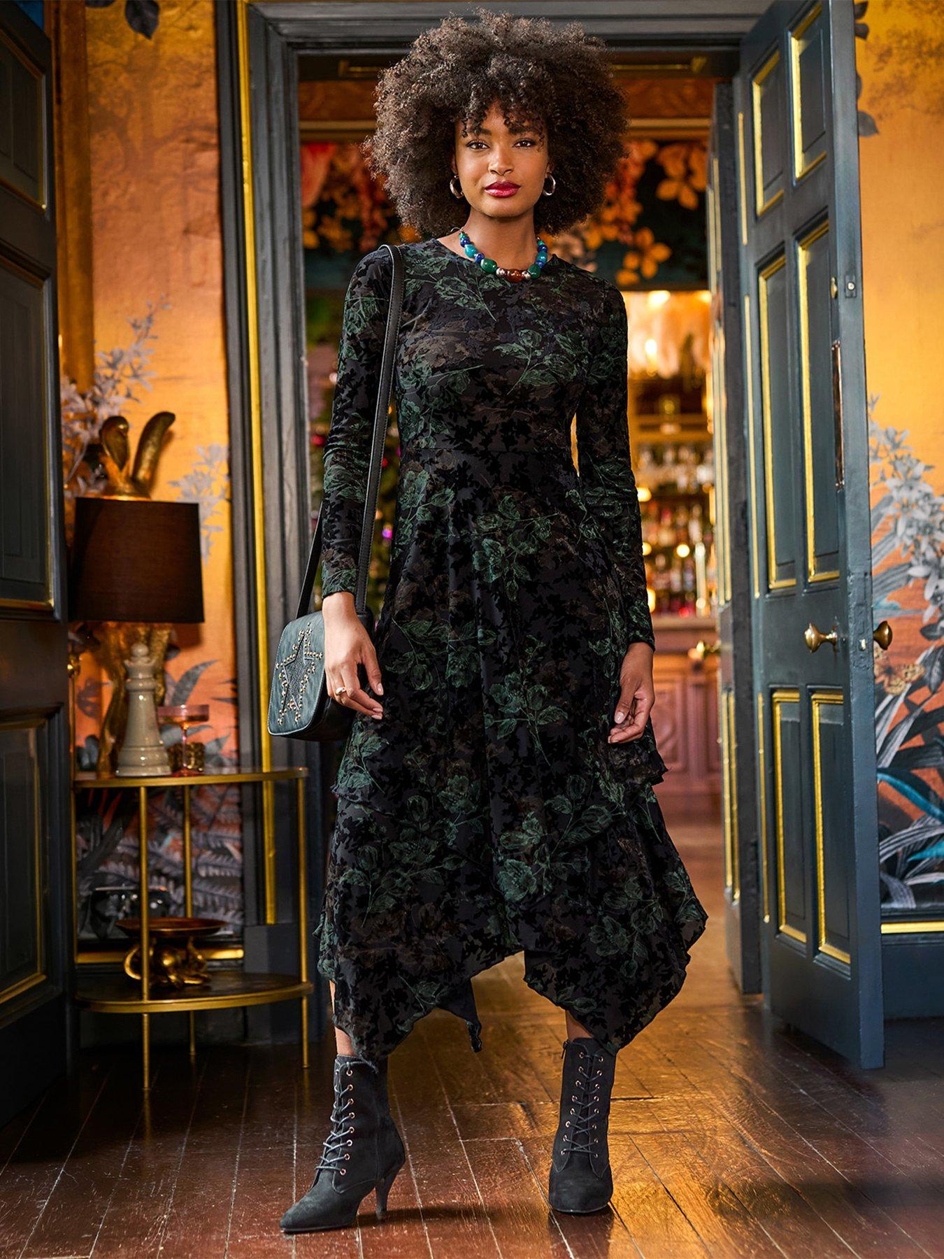 Image 6 of 7 of Joe Browns Golden Florals Dippy Hem Dress
