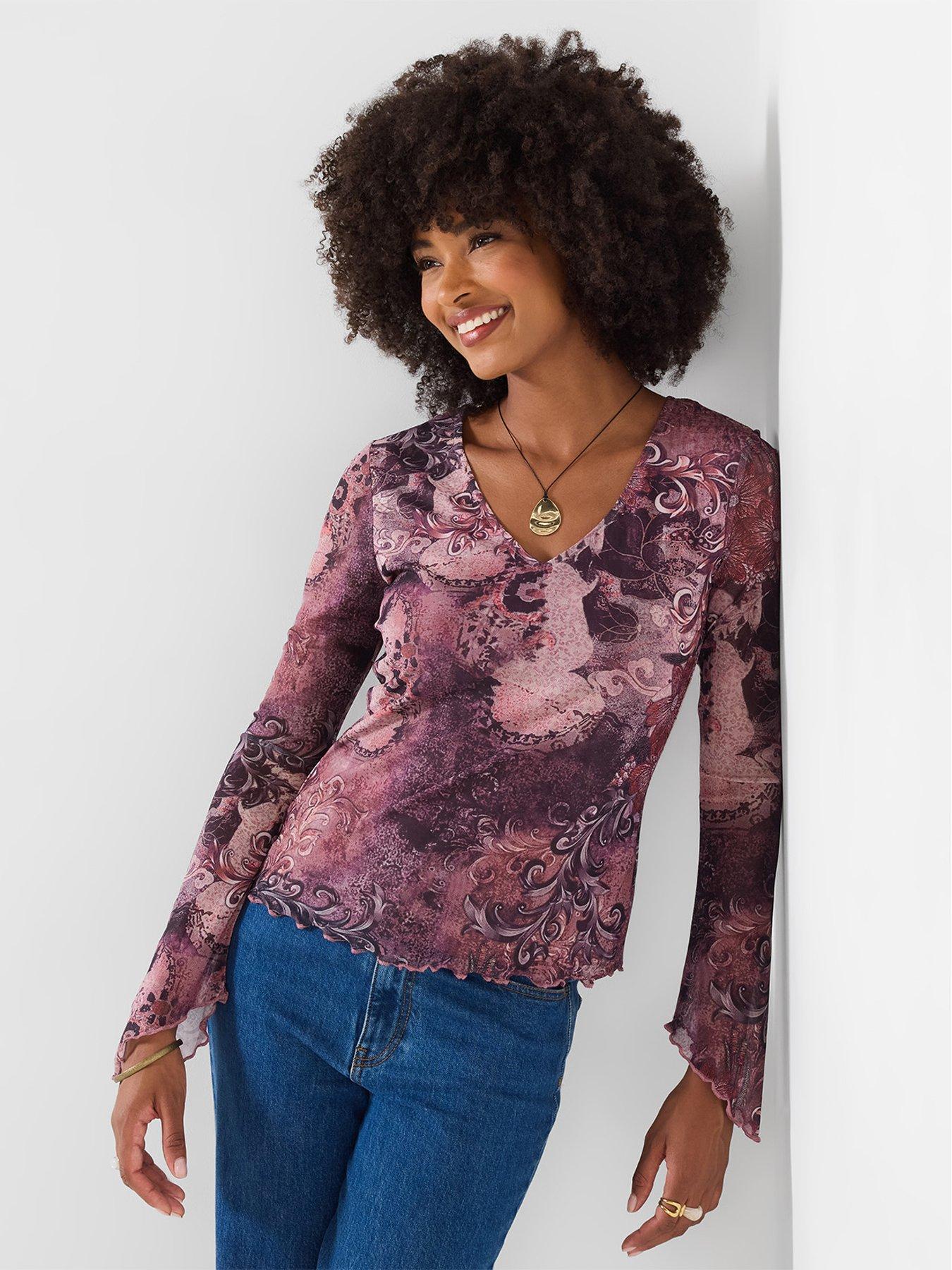 Image 1 of 5 of Joe Browns Patterned Mesh Top With Wide Sleeve