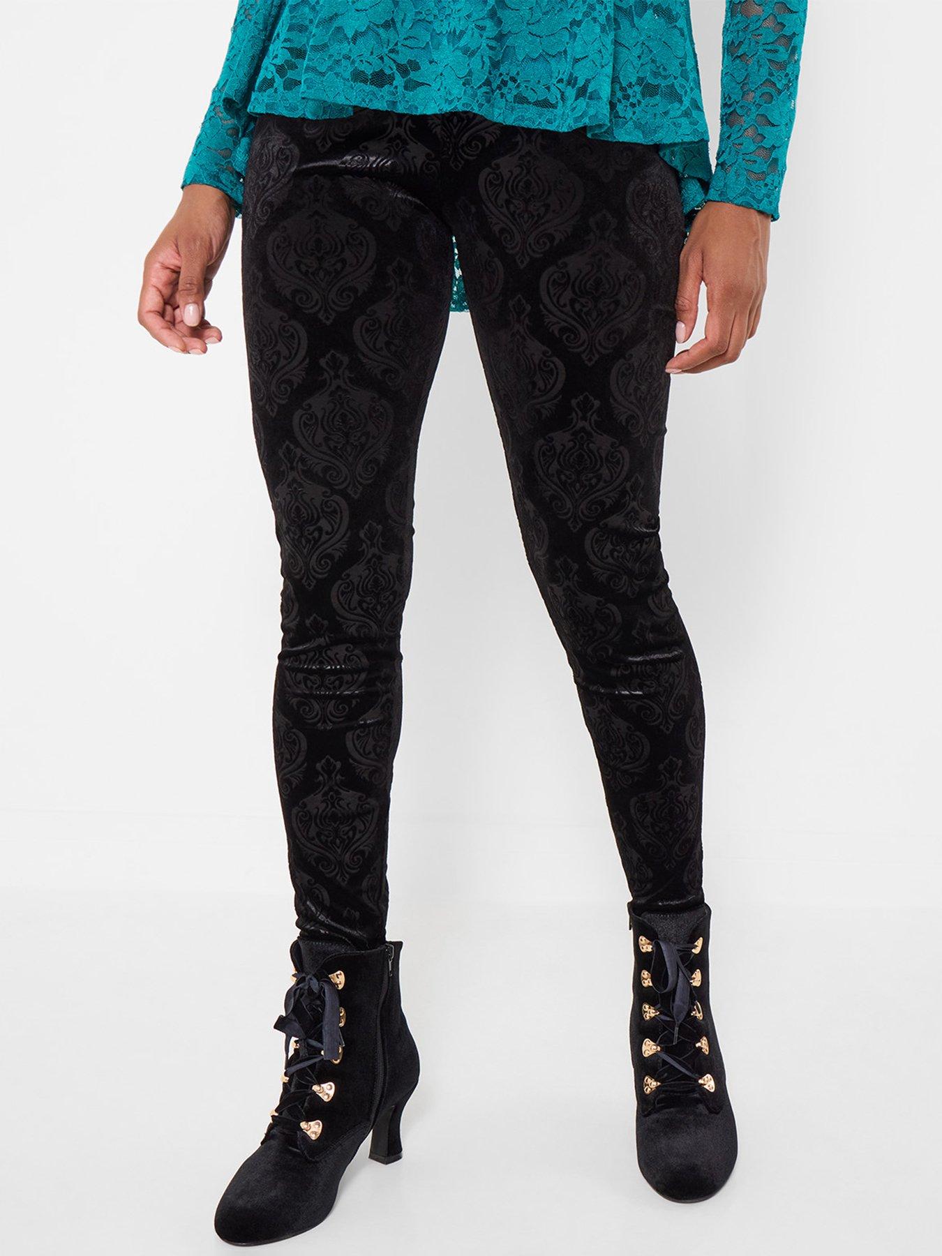 Image 1 of 5 of Joe Browns Womens Lorna Printed Velvet Stretch Leggings - Black