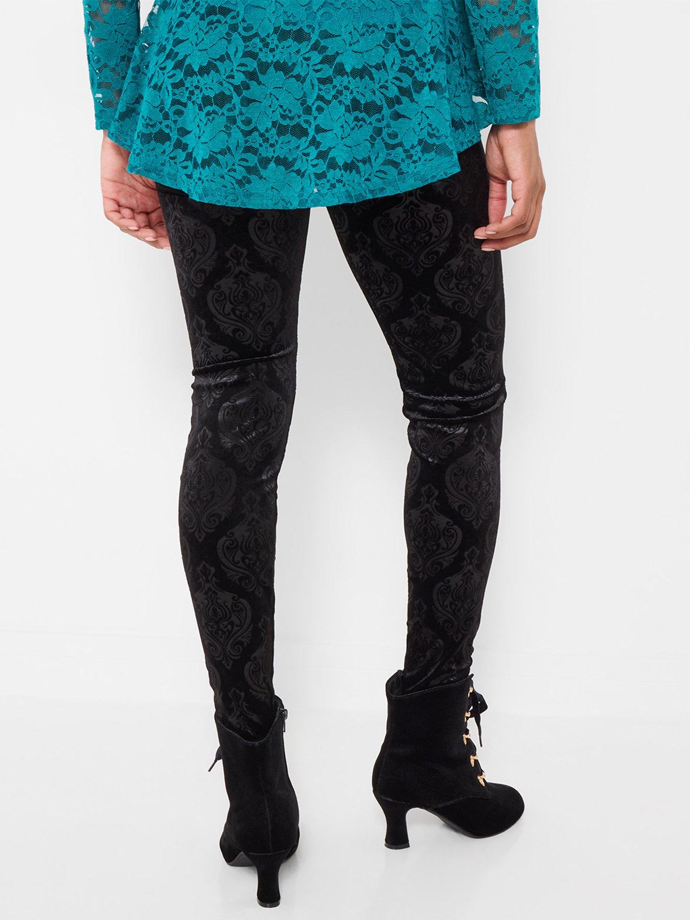 Image 2 of 5 of Joe Browns Womens Lorna Printed Velvet Stretch Leggings - Black