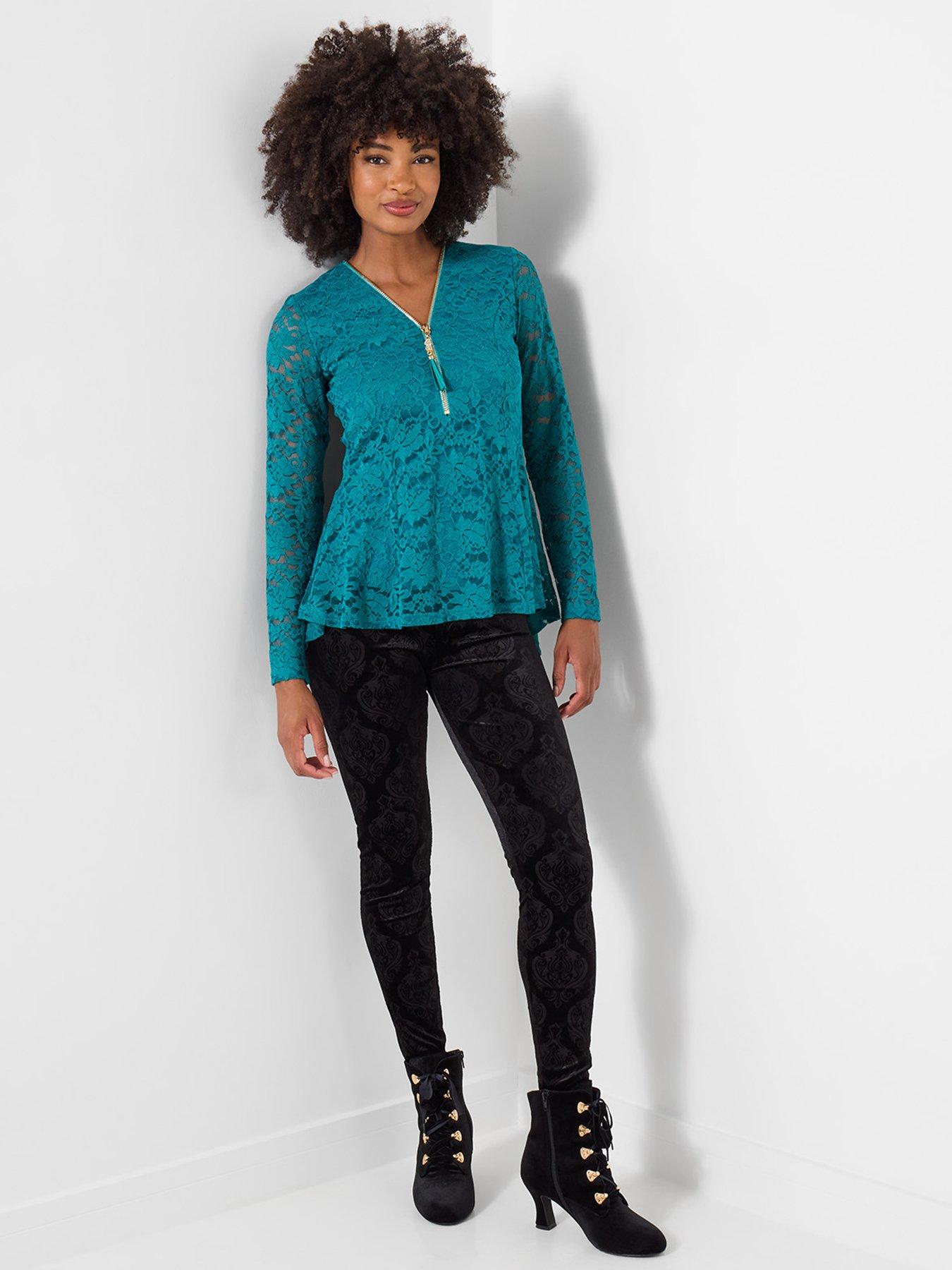 Image 3 of 5 of Joe Browns Womens Lorna Printed Velvet Stretch Leggings - Black