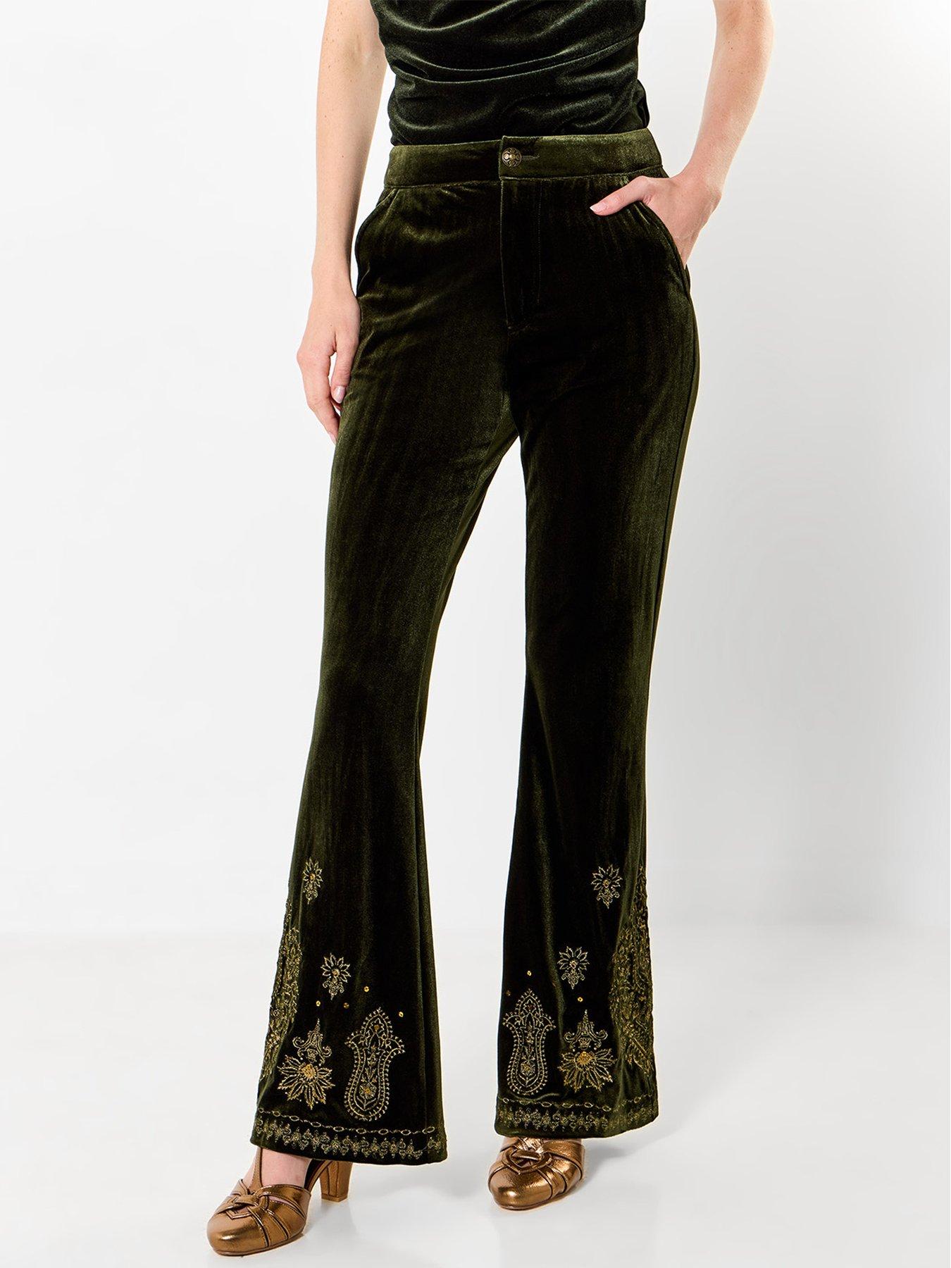 Image 1 of 5 of Joe Browns Esme Velour Embroidered Bootcut Trouser