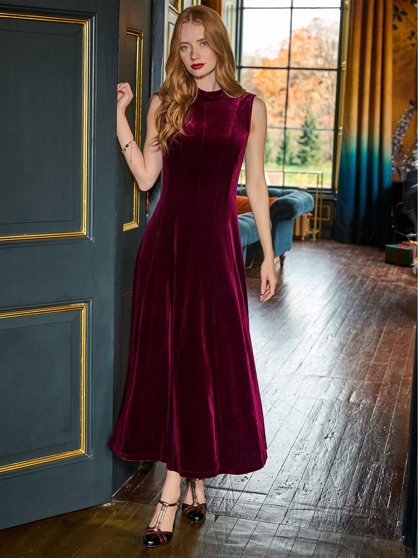 Image 1 of 7 of Joe Browns Tiah Panelled Velour Sleeveless Dress