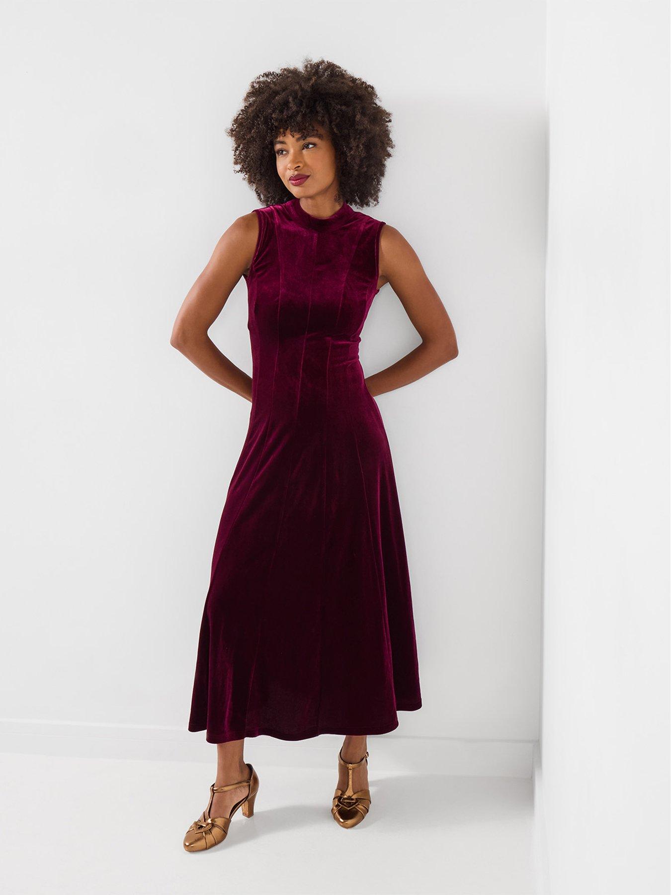 Image 2 of 7 of Joe Browns Tiah Panelled Velour Sleeveless Dress