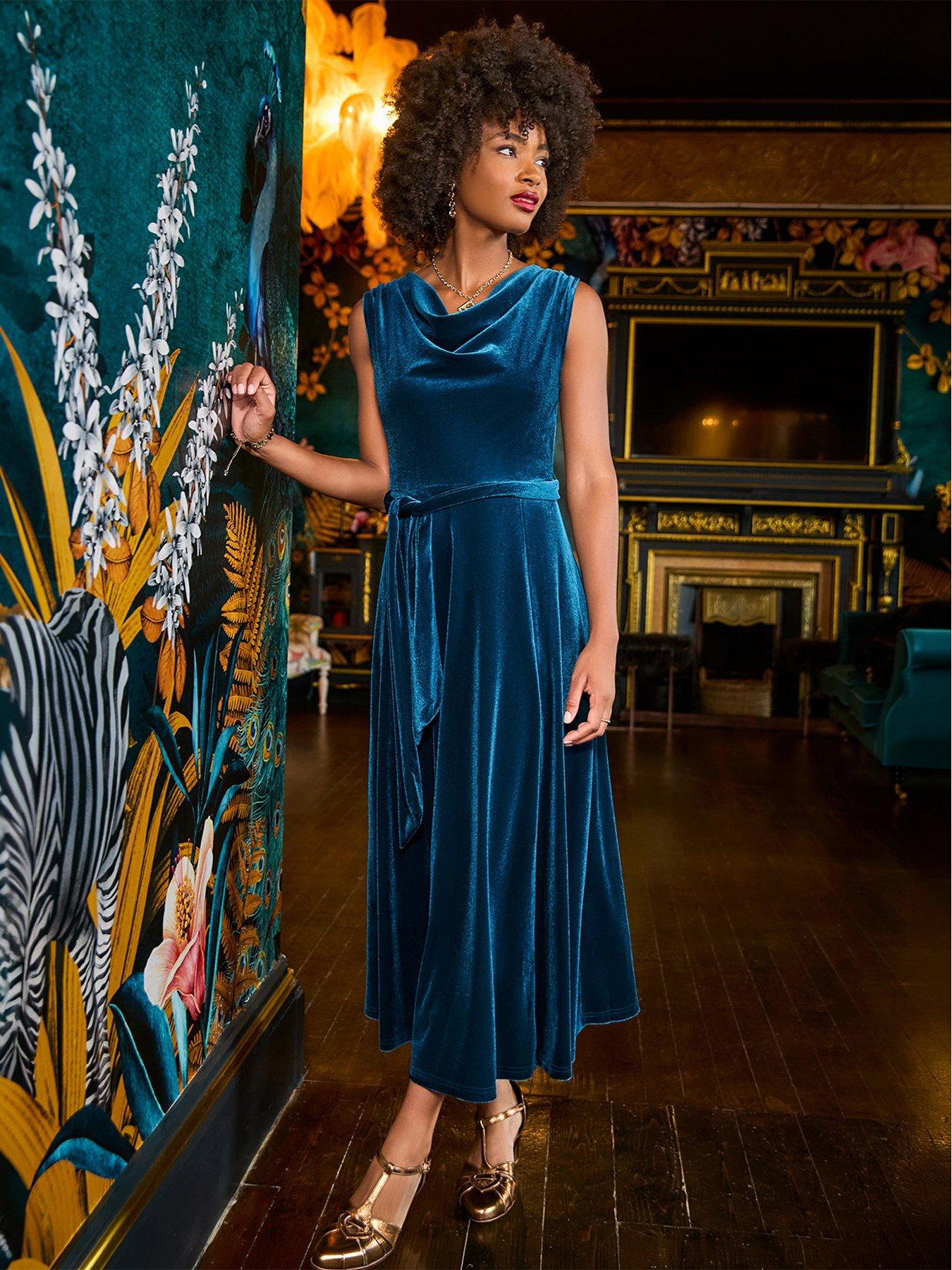 Image 1 of 7 of Joe Browns Make A Statement Cowl Neck Velour Dress