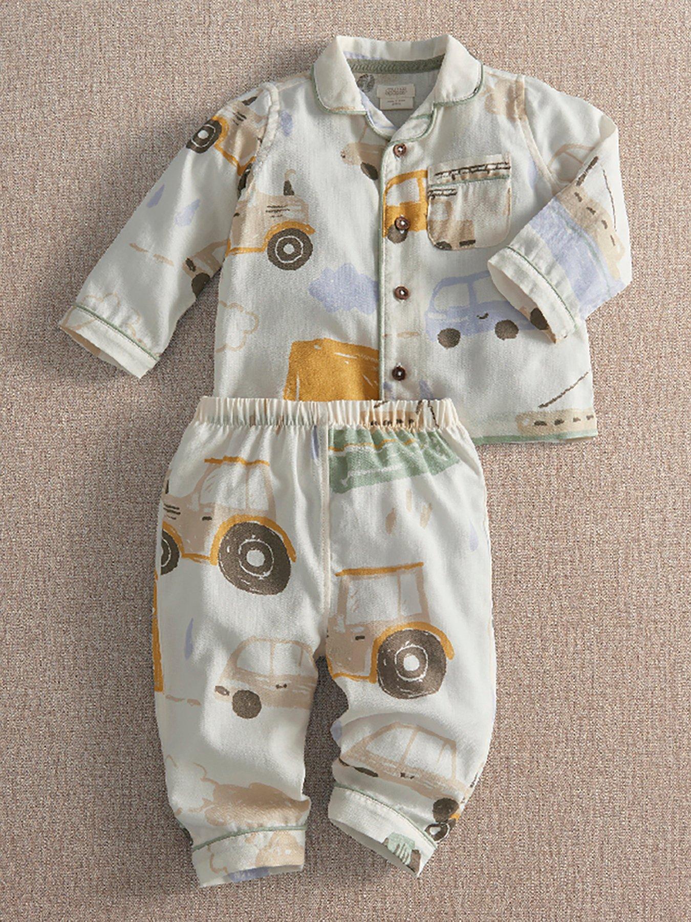 Mamas & Papas Boys Transport Print 100% Cotton Collared Pyjamas - Multi