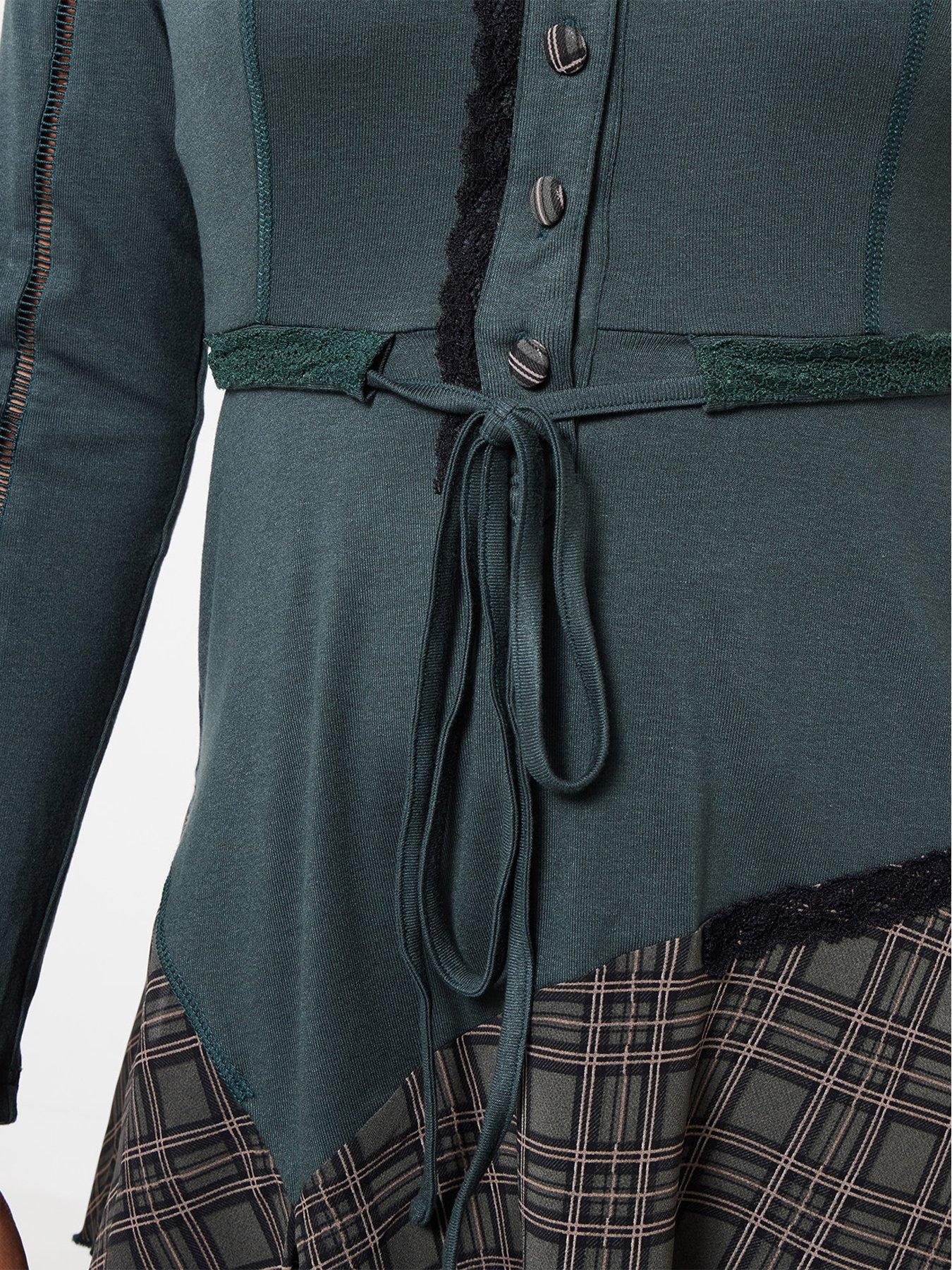 Image 4 of 5 of Joe Browns Womens Checked Panel Lace Detail Tunic Top - Green