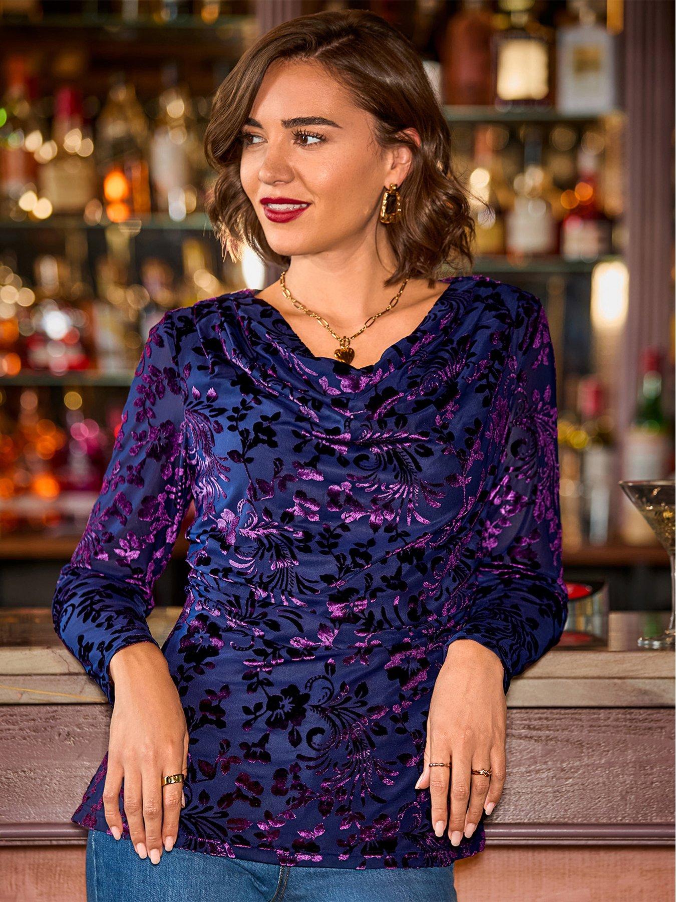 Image 1 of 7 of Joe Browns Devore Long Sleeve Top With Cowl Neck