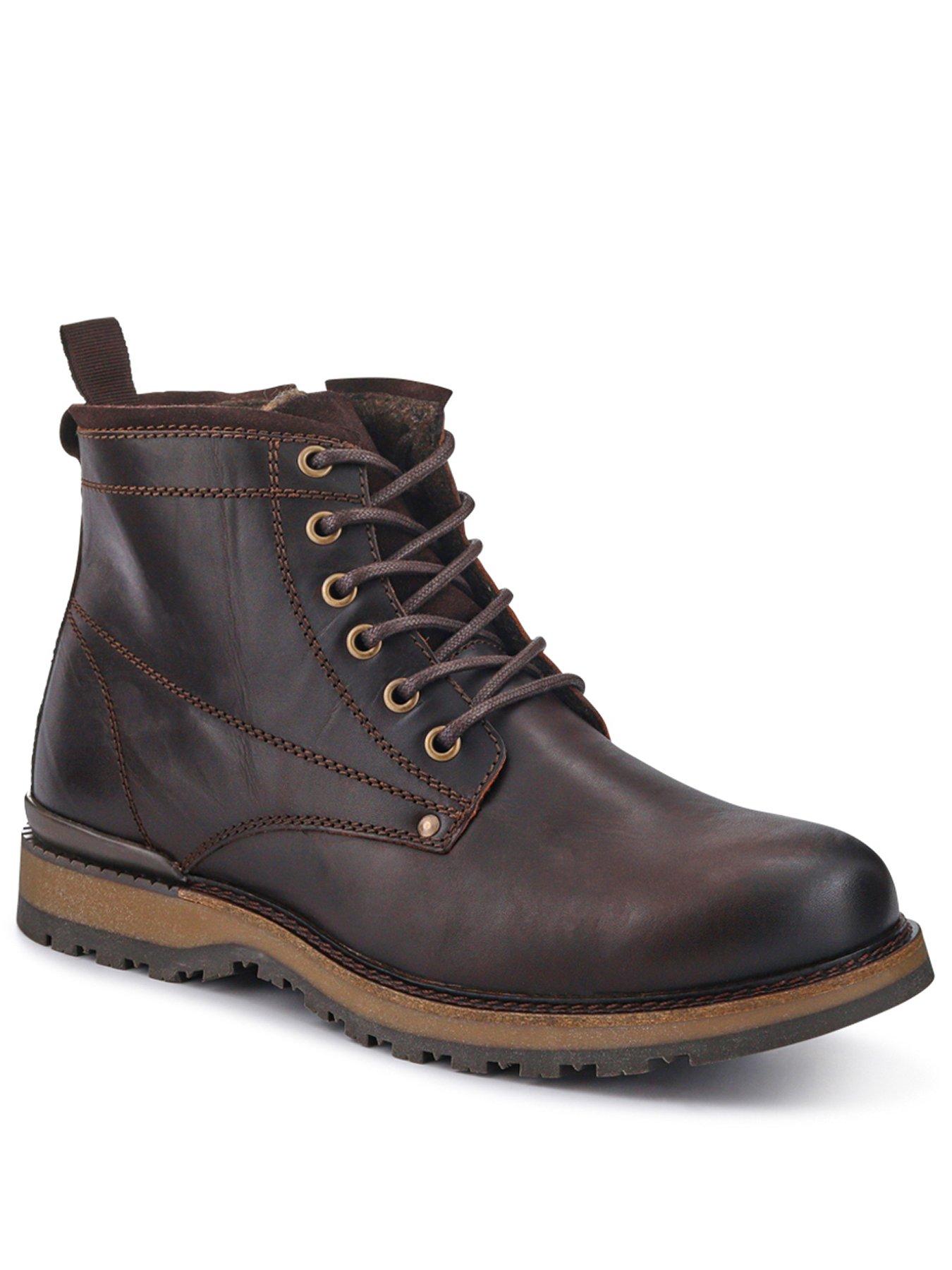Image 2 of 5 of Jones Bootmaker Mens Ealing Lace-Up Side Zip Boots - Dark Brown