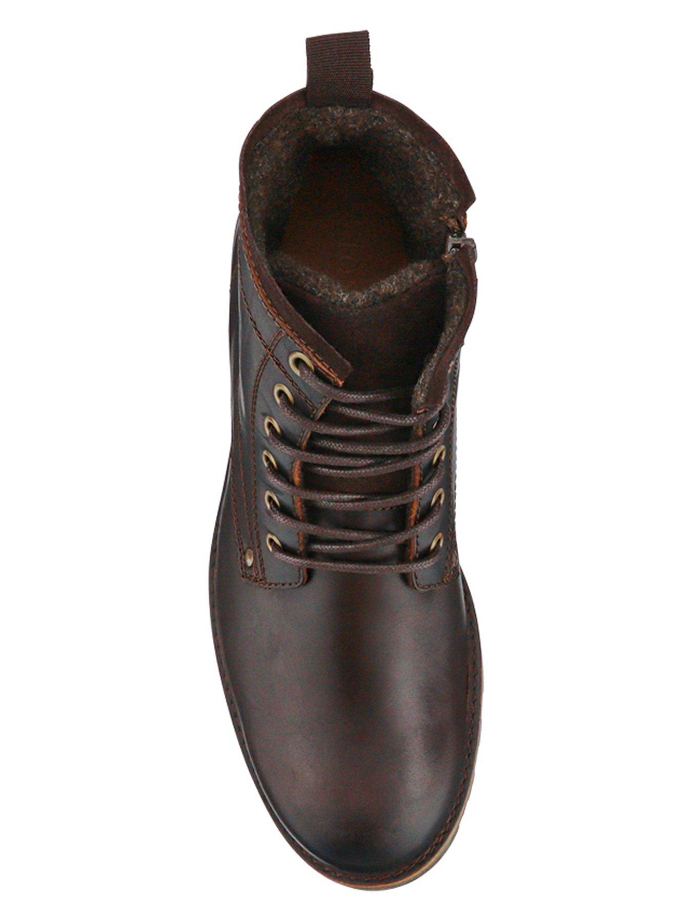 Image 4 of 5 of Jones Bootmaker Mens Ealing Lace-Up Side Zip Boots - Dark Brown