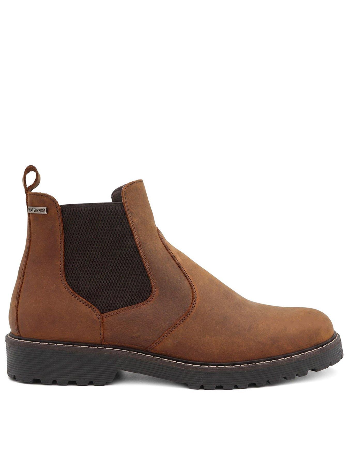 Image 1 of 6 of Jones Bootmaker Mens Hartlepool Leather Pull-On Chelsea Boots - Brown