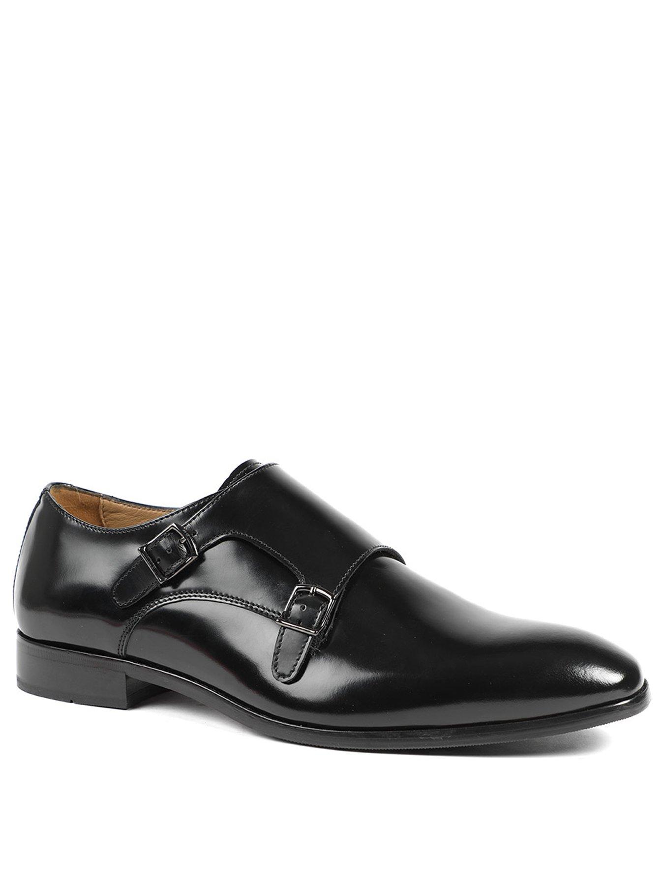 Image 2 of 6 of Jones Bootmaker Mens Naveen Double Monk Strap Leather Shoes - Black