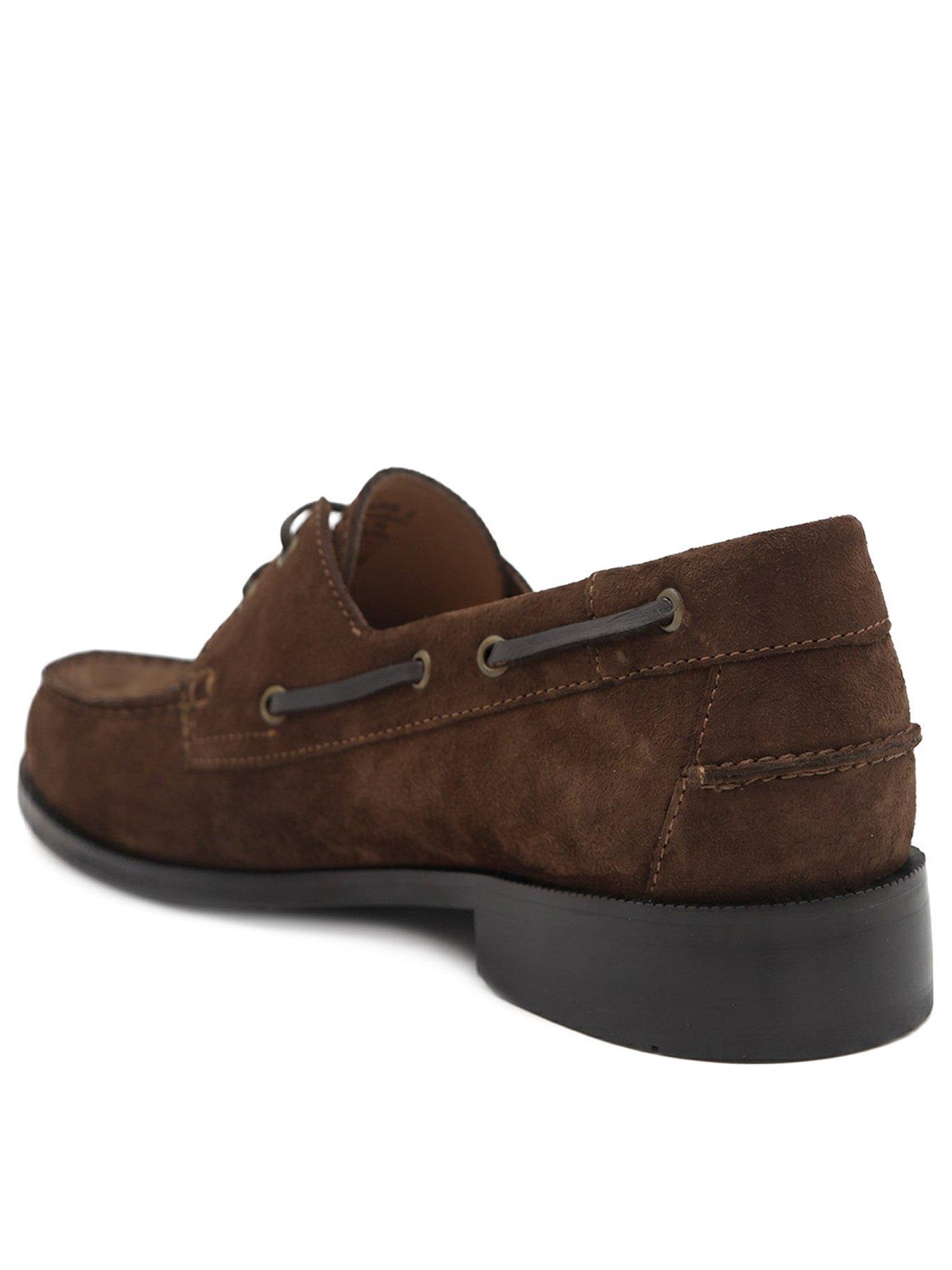 Image 3 of 6 of Jones Bootmaker Mens Parrie Suede Lace-Up Moc Toe Shoes - Brown