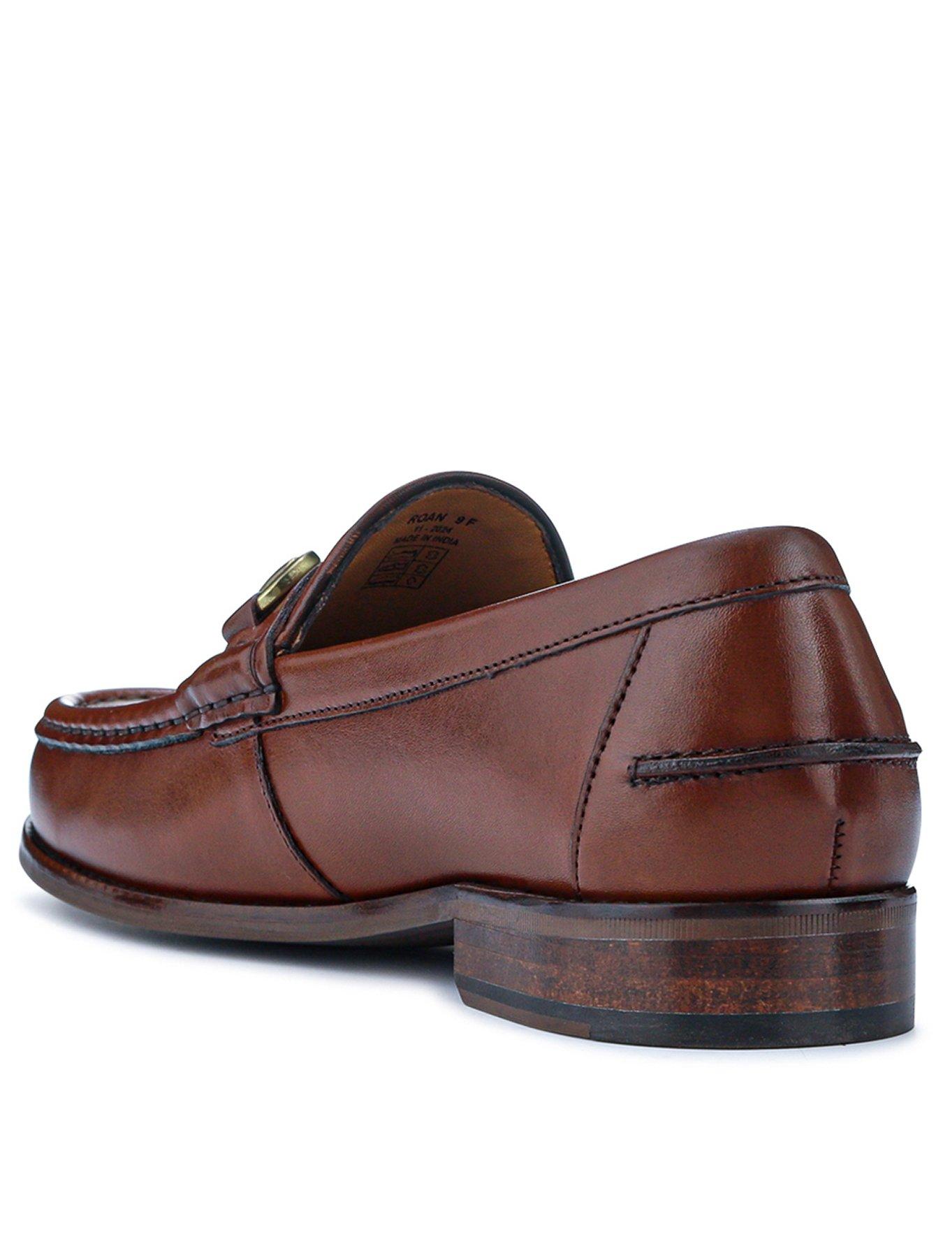 Image 3 of 6 of Jones Bootmaker Mens Roan Leather Snaffle Trim Loafers - Brown