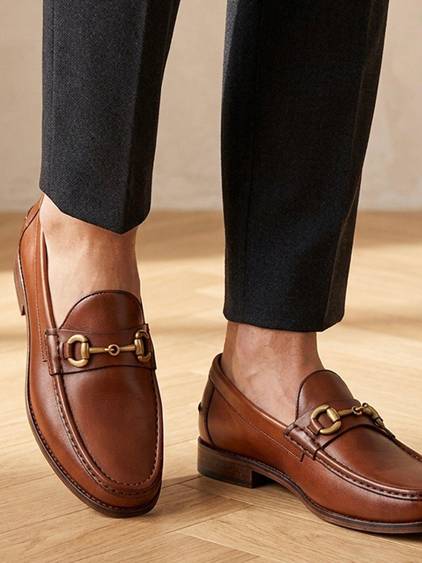 Image 6 of 6 of Jones Bootmaker Mens Roan Leather Snaffle Trim Loafers - Brown