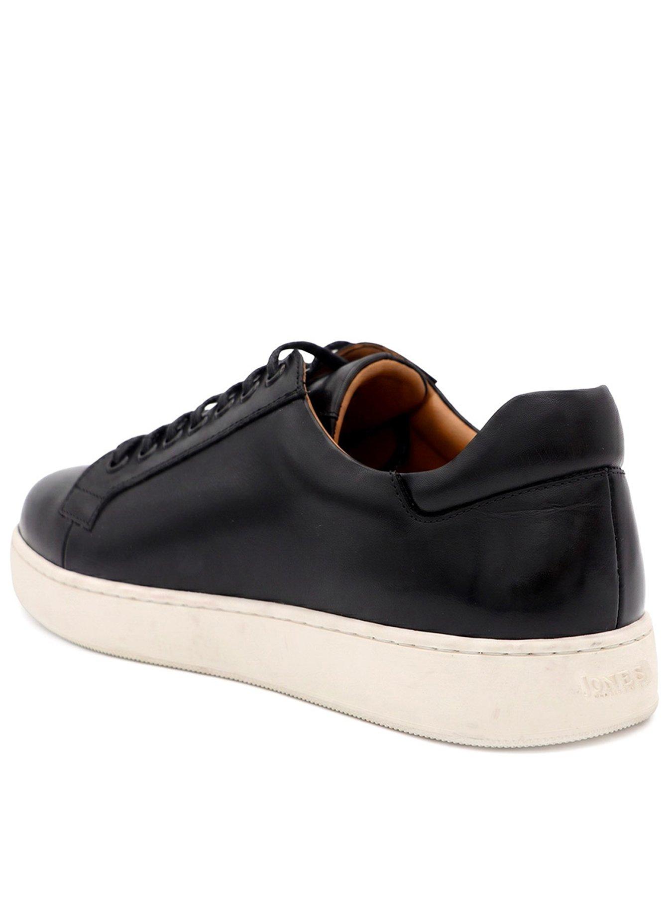 Image 3 of 6 of Jones Bootmaker Mens Simon Wide Fit Leather Lace-Up Trainers - Black