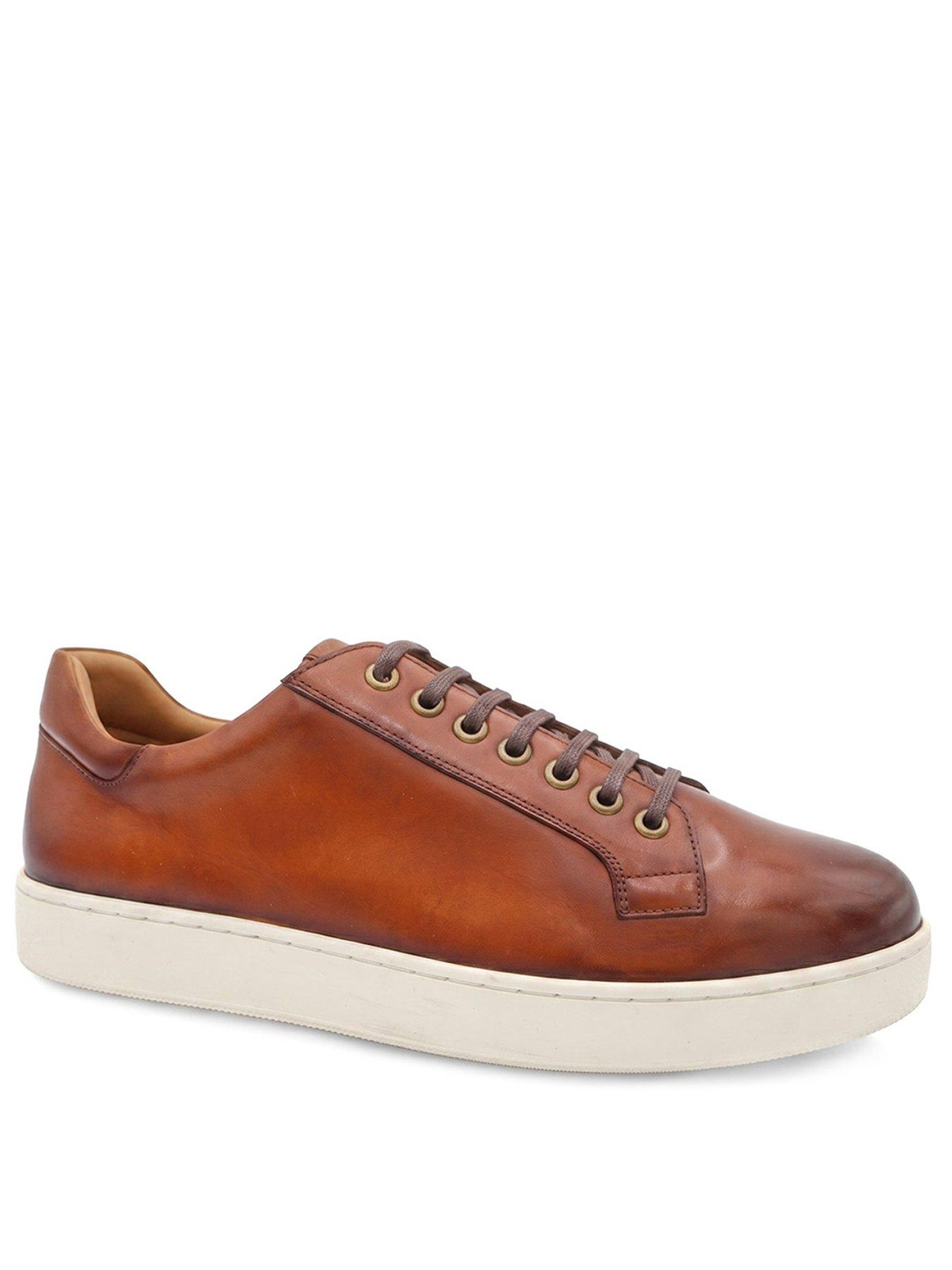 Image 2 of 6 of Jones Bootmaker Mens Simon Wide Fit Leather Lace-Up Trainers - Brown