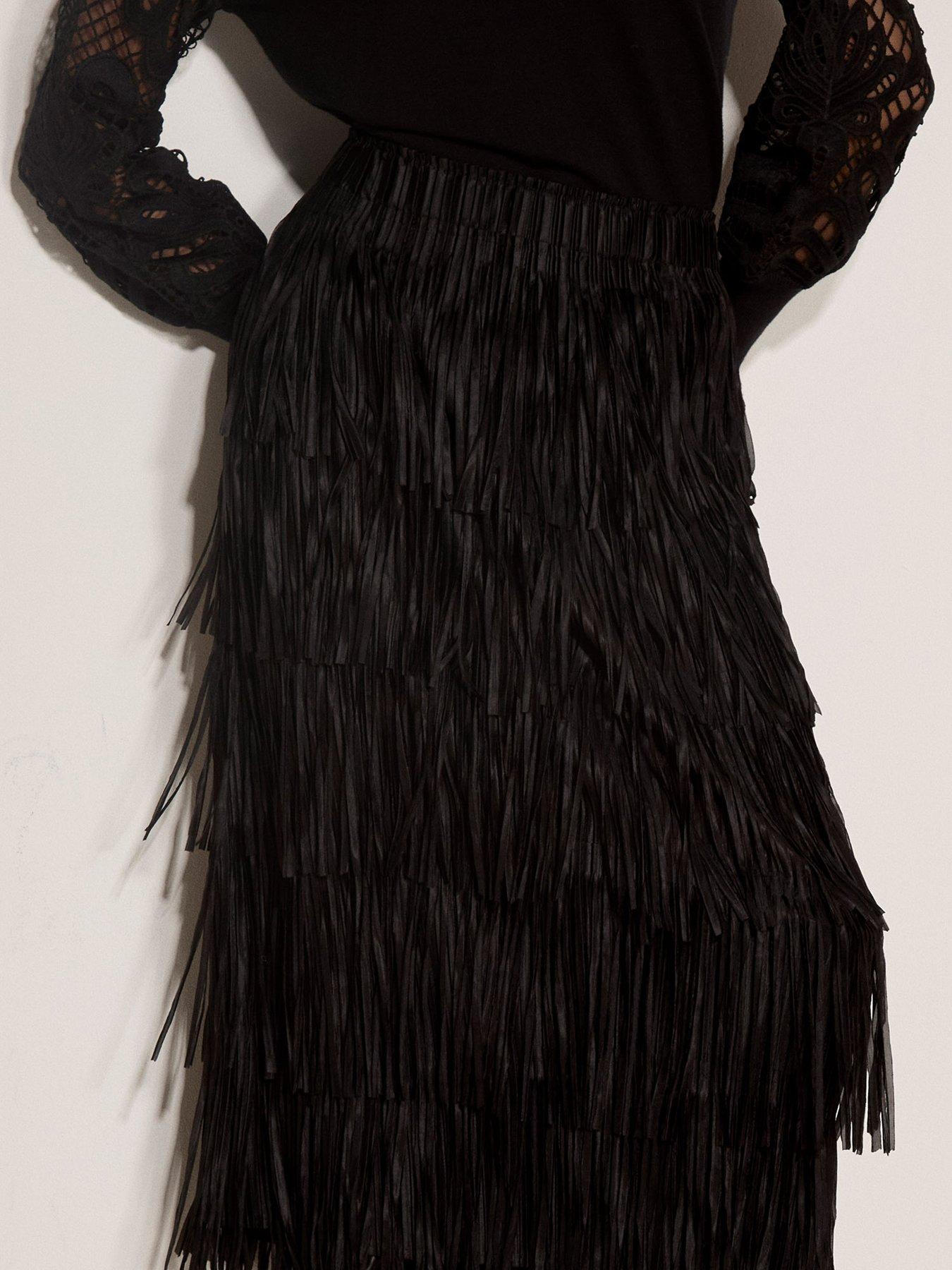 Image 5 of 5 of Apricot Apricot Fringe Tiered Midi Skirt