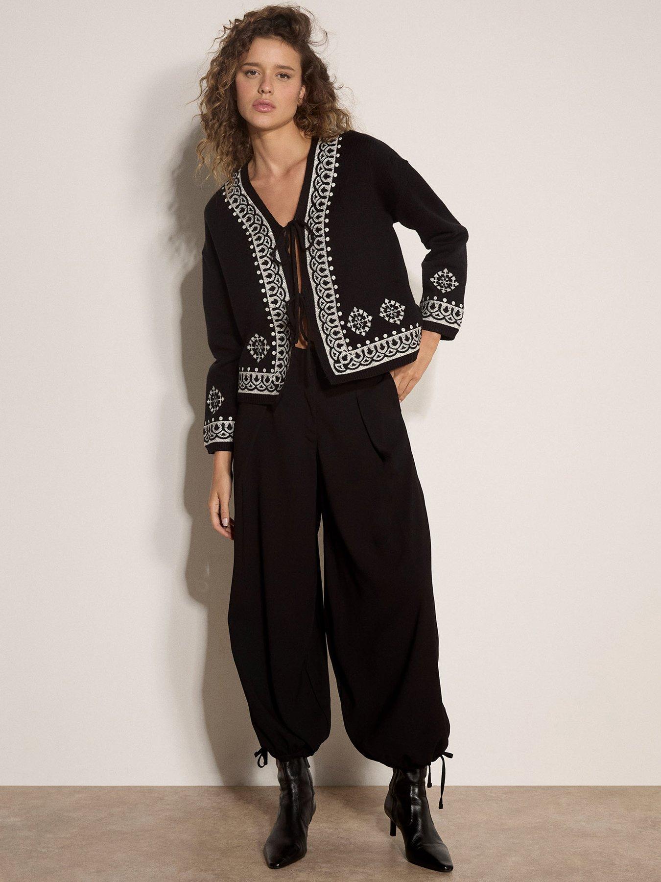 Image 1 of 4 of Apricot Apricot Pleated Tie Cuff Balloon Trouser