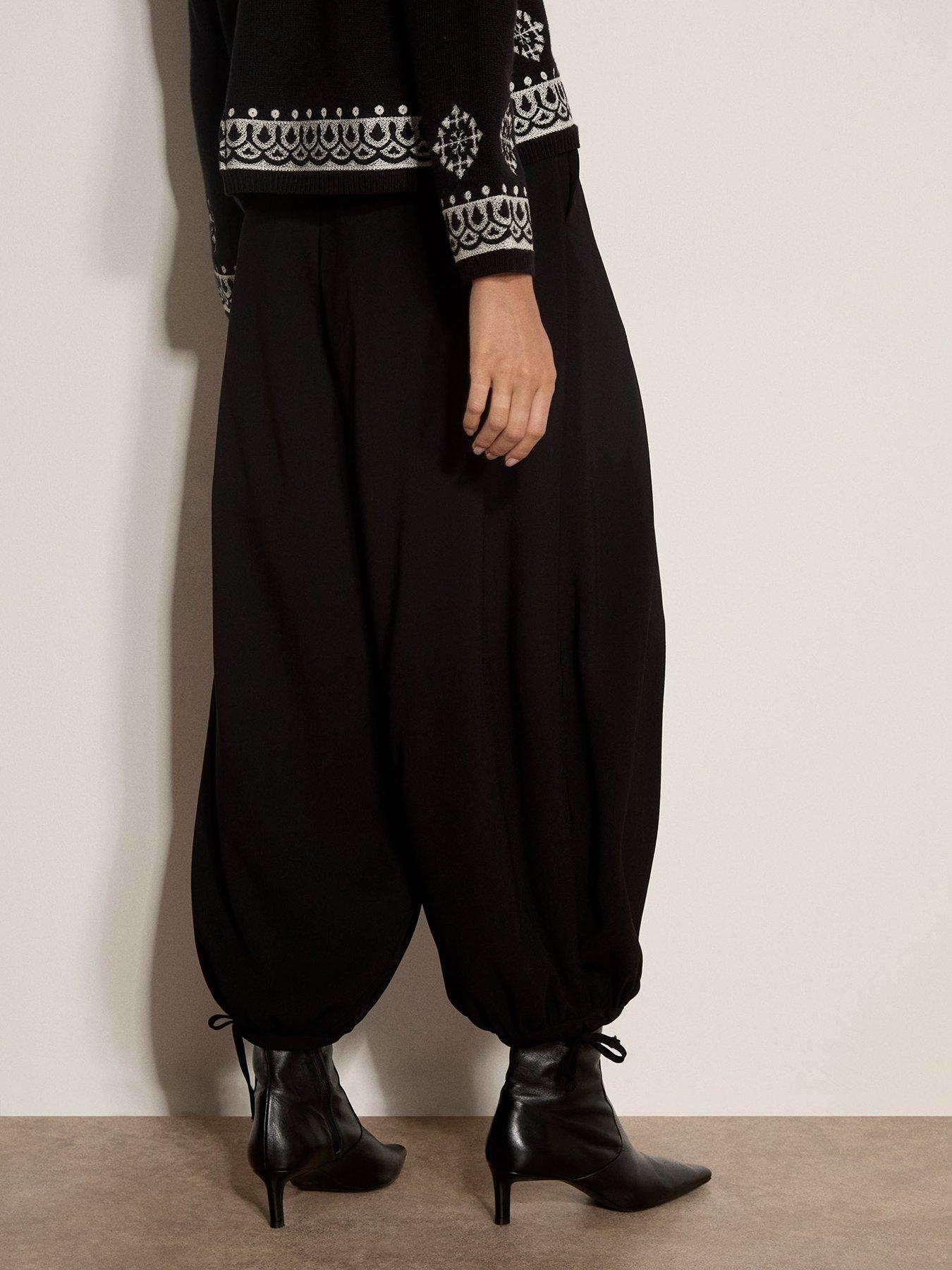 Image 2 of 4 of Apricot Apricot Pleated Tie Cuff Balloon Trouser