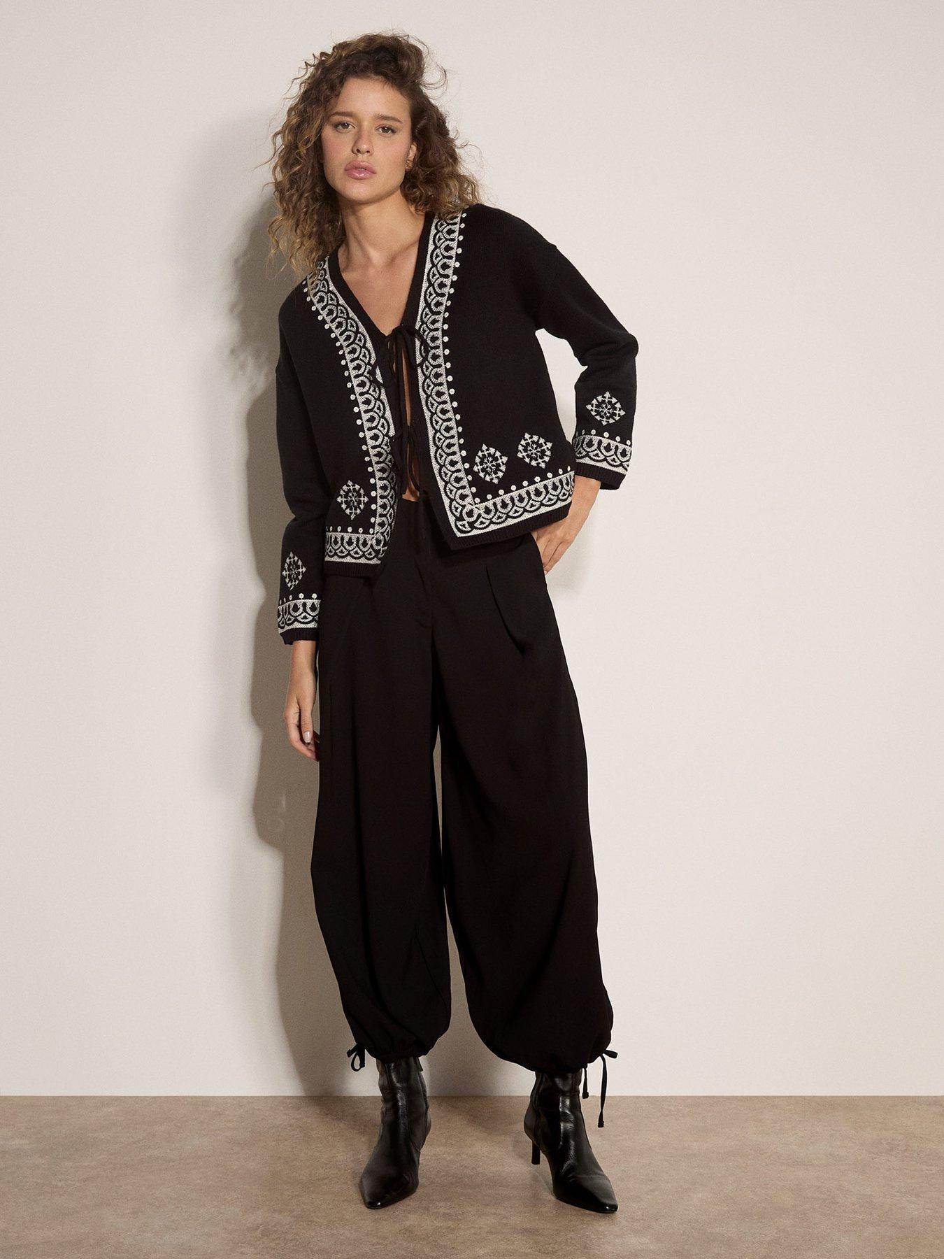 Image 3 of 4 of Apricot Apricot Pleated Tie Cuff Balloon Trouser