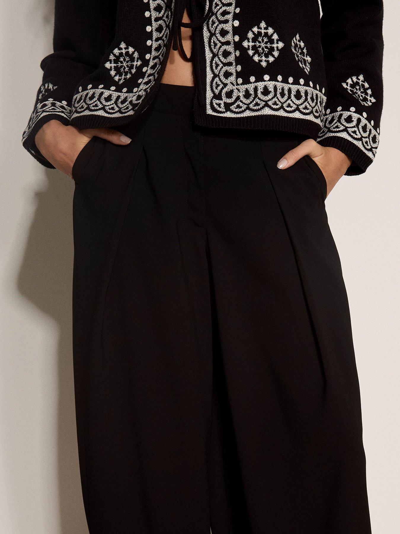 Image 4 of 4 of Apricot Apricot Pleated Tie Cuff Balloon Trouser