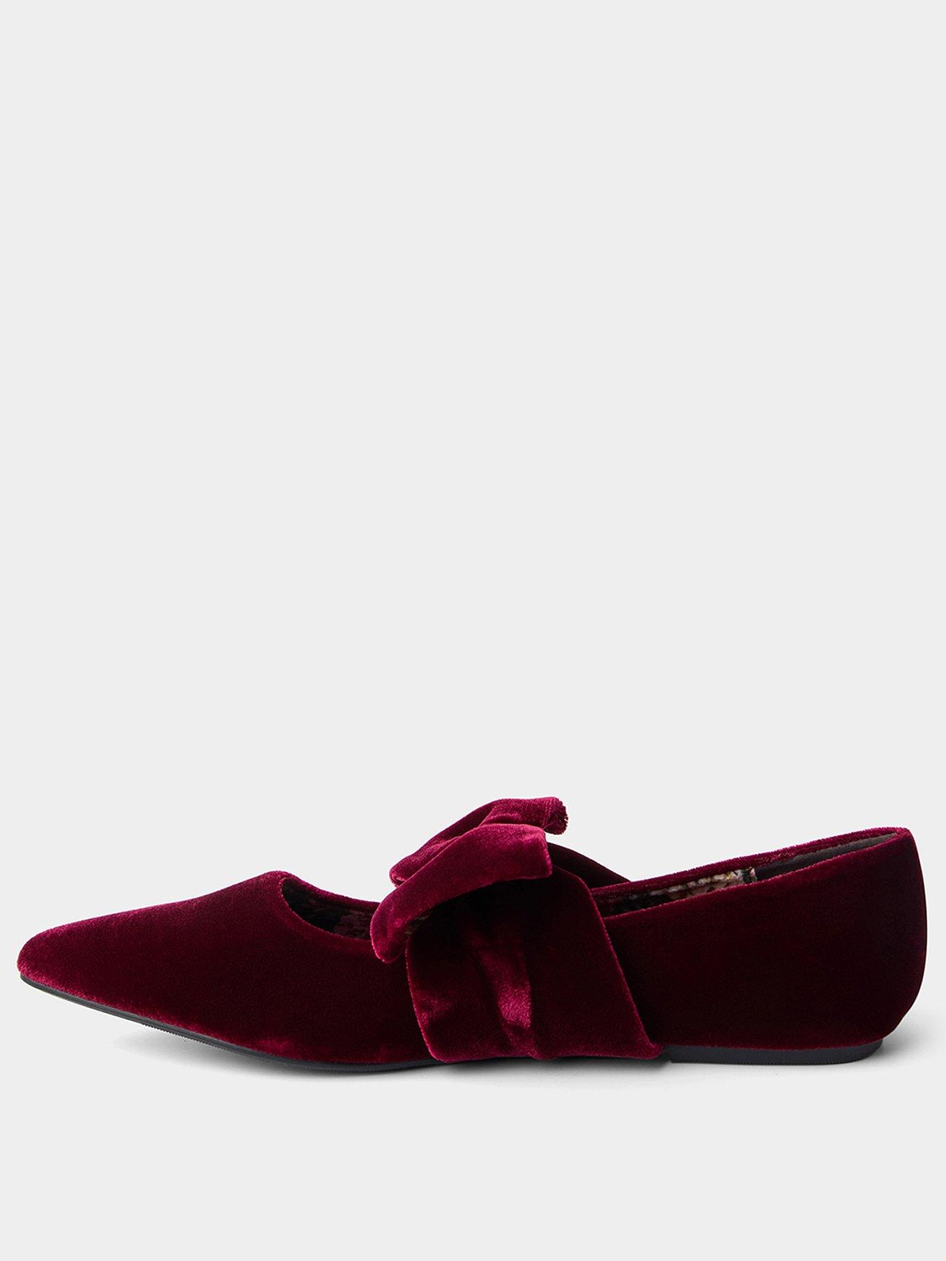 Image 2 of 6 of Joe Browns Womens Bella Bow Velvet Bow Flat Shoes - Red