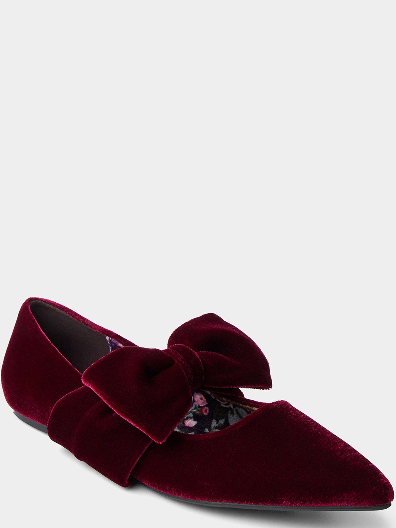 Image 4 of 6 of Joe Browns Womens Bella Bow Velvet Bow Flat Shoes - Red