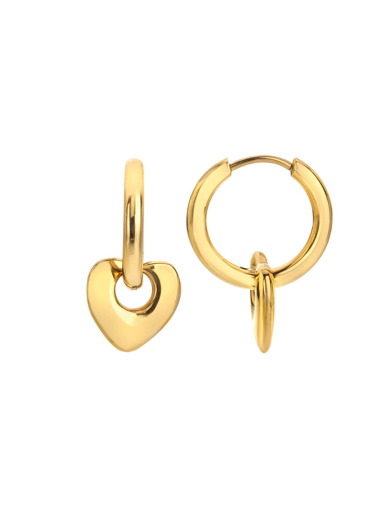 Image 2 of 3 of Ava & Sky Womens Bubble Heart Charm Small Hoop Earrings - Gold