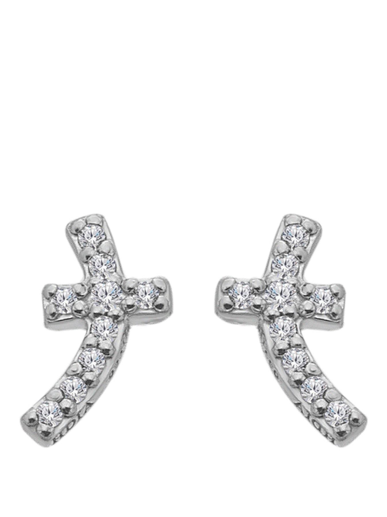 Image 1 of 3 of Hot Diamonds Curved Cross Earrings