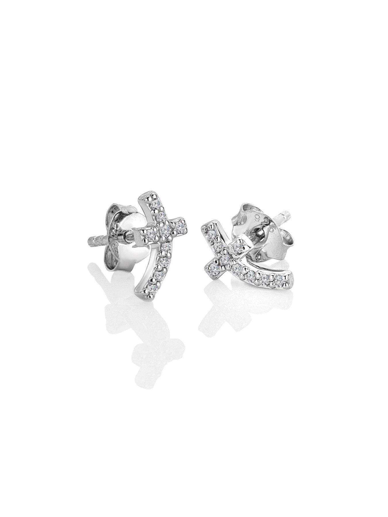 Image 2 of 3 of Hot Diamonds Curved Cross Earrings