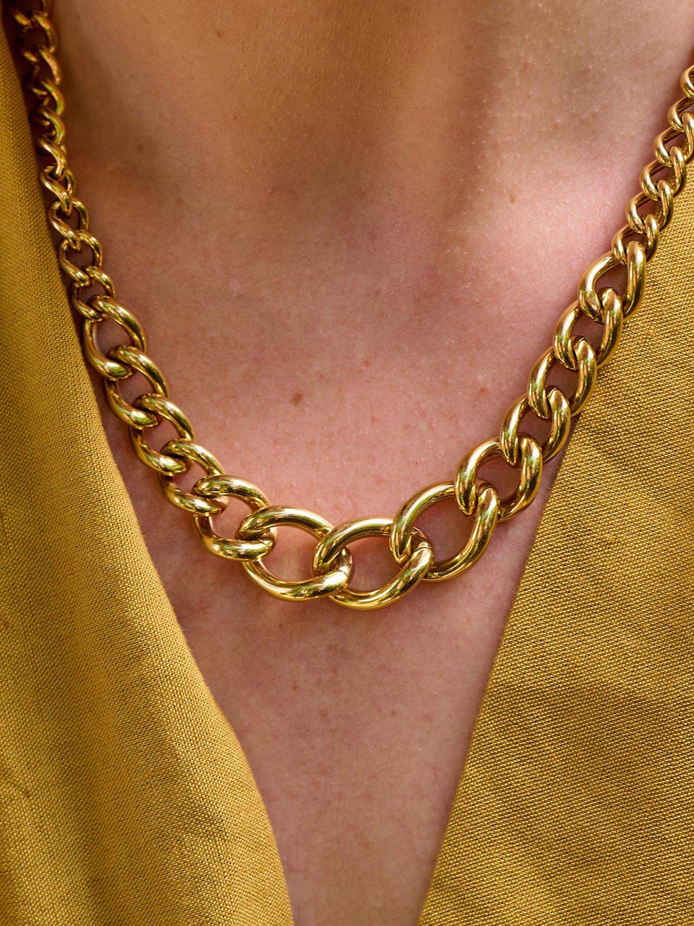 Image 3 of 3 of Ava & Sky Ava &amp; Sky Womens Graduated Chunky Link Chain Necklace - Gold