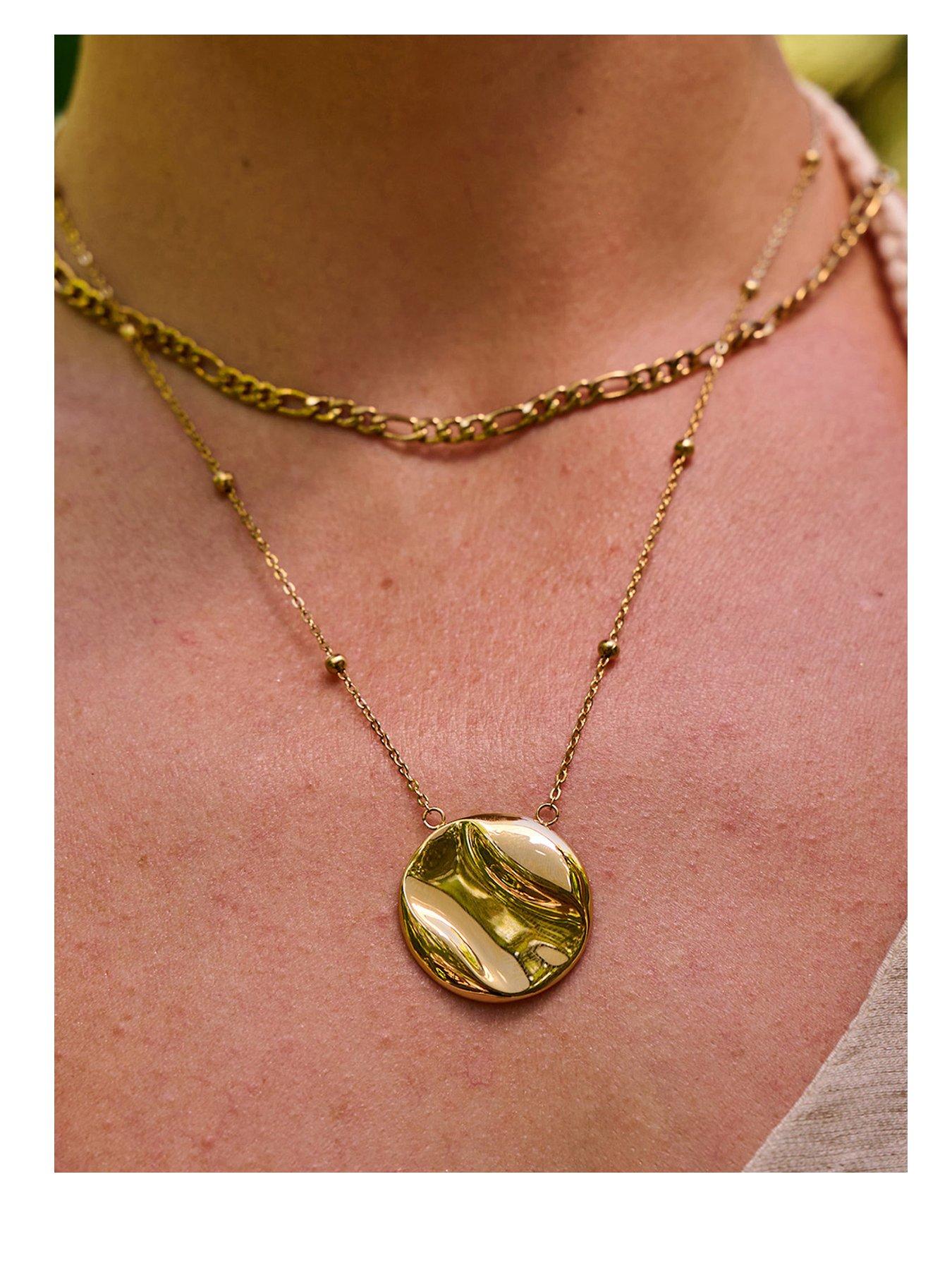 Image 1 of 3 of Ava & Sky Womens Disc Adjustable Beaded Chain Necklace - Gold