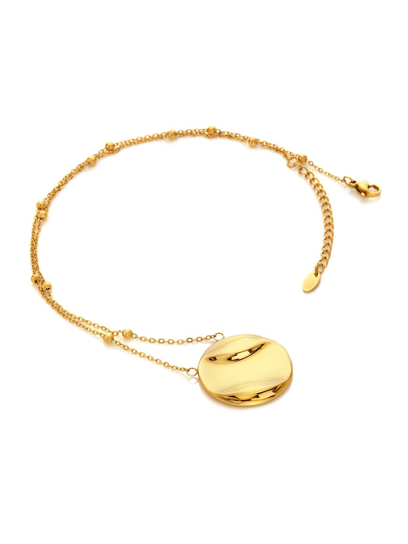 Image 2 of 3 of Ava & Sky Womens Disc Adjustable Beaded Chain Necklace - Gold