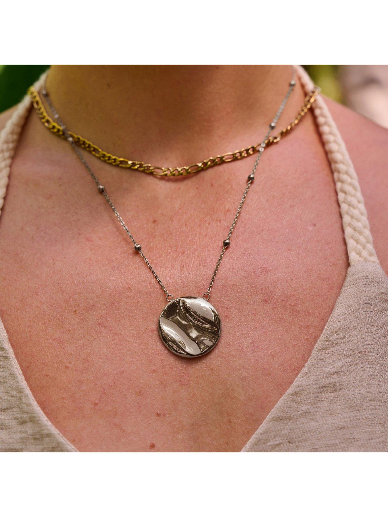 Image 3 of 3 of Ava & Sky Womens Disc Pendant Layering Necklace - Silver